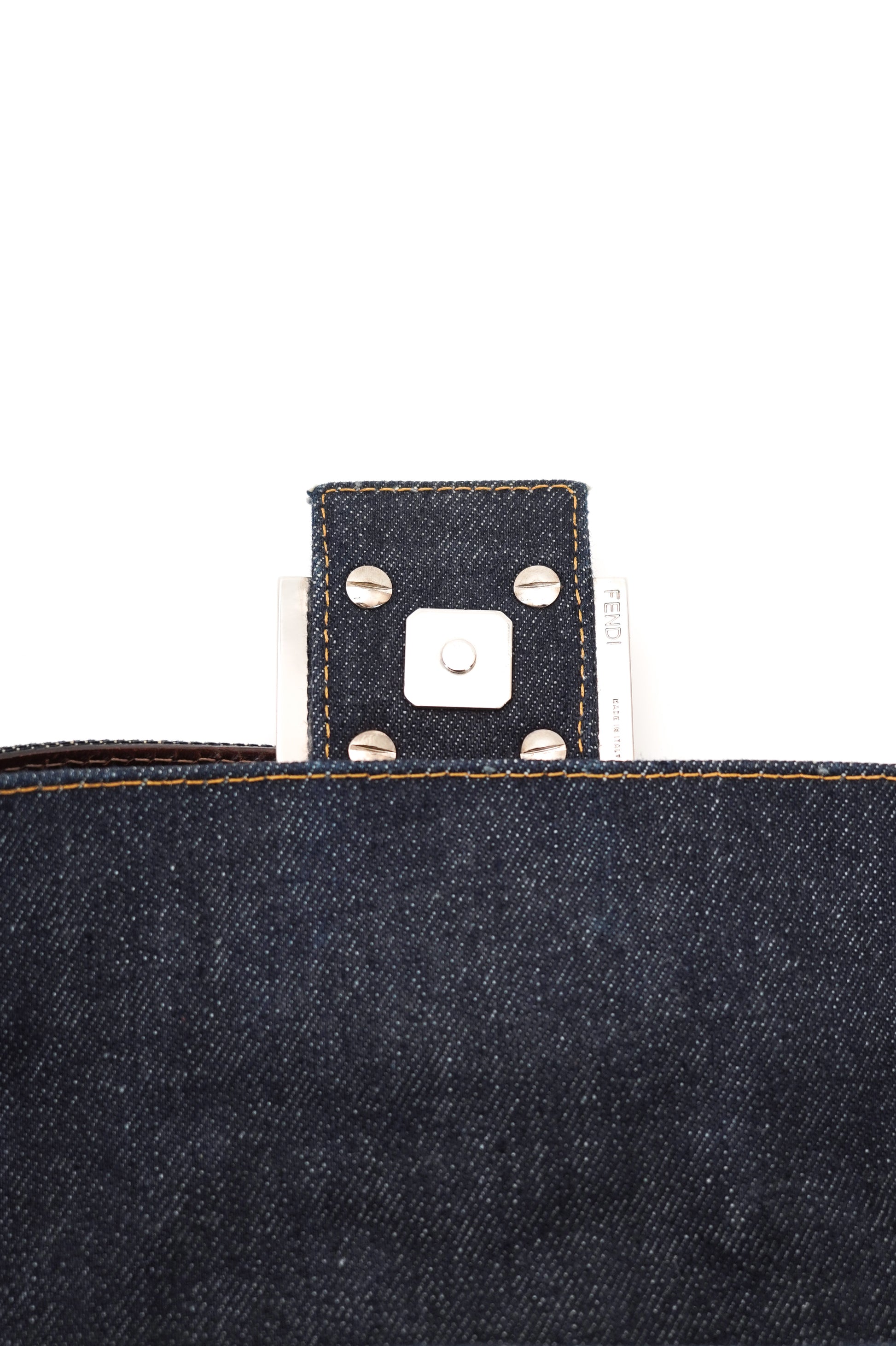 Fendi Floral Beaded Denim Baguette