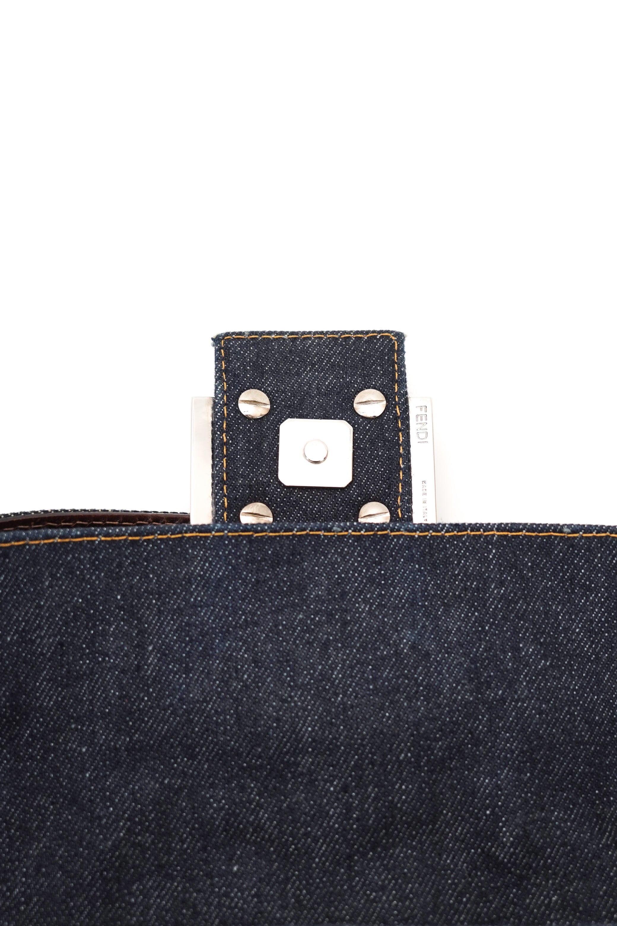 Fendi Floral Beaded Denim Baguette