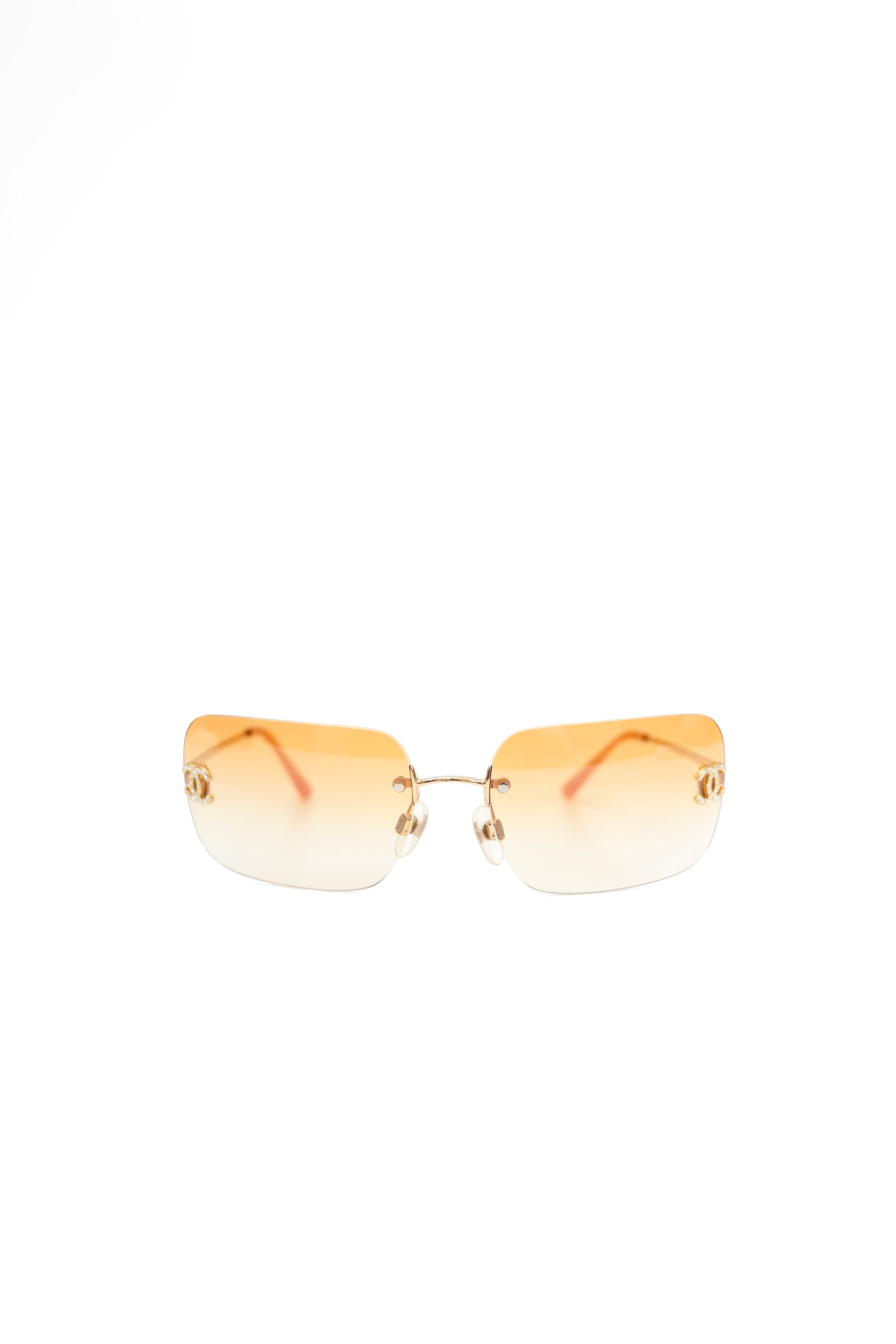 Vintage Chanel Orange Gradient Rimless Sunglasses 4017