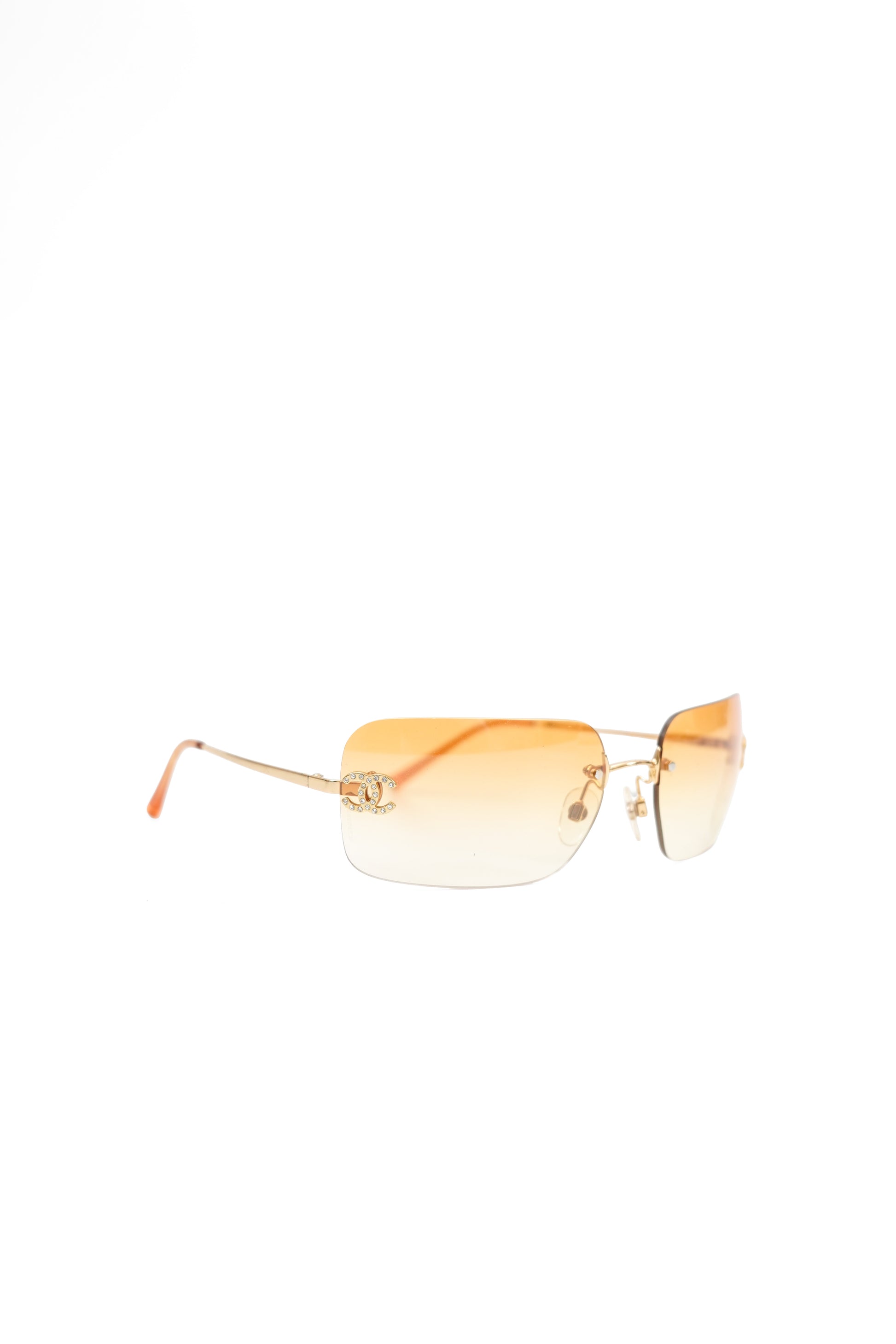 Vintage Chanel Orange Gradient Rimless Sunglasses 4017