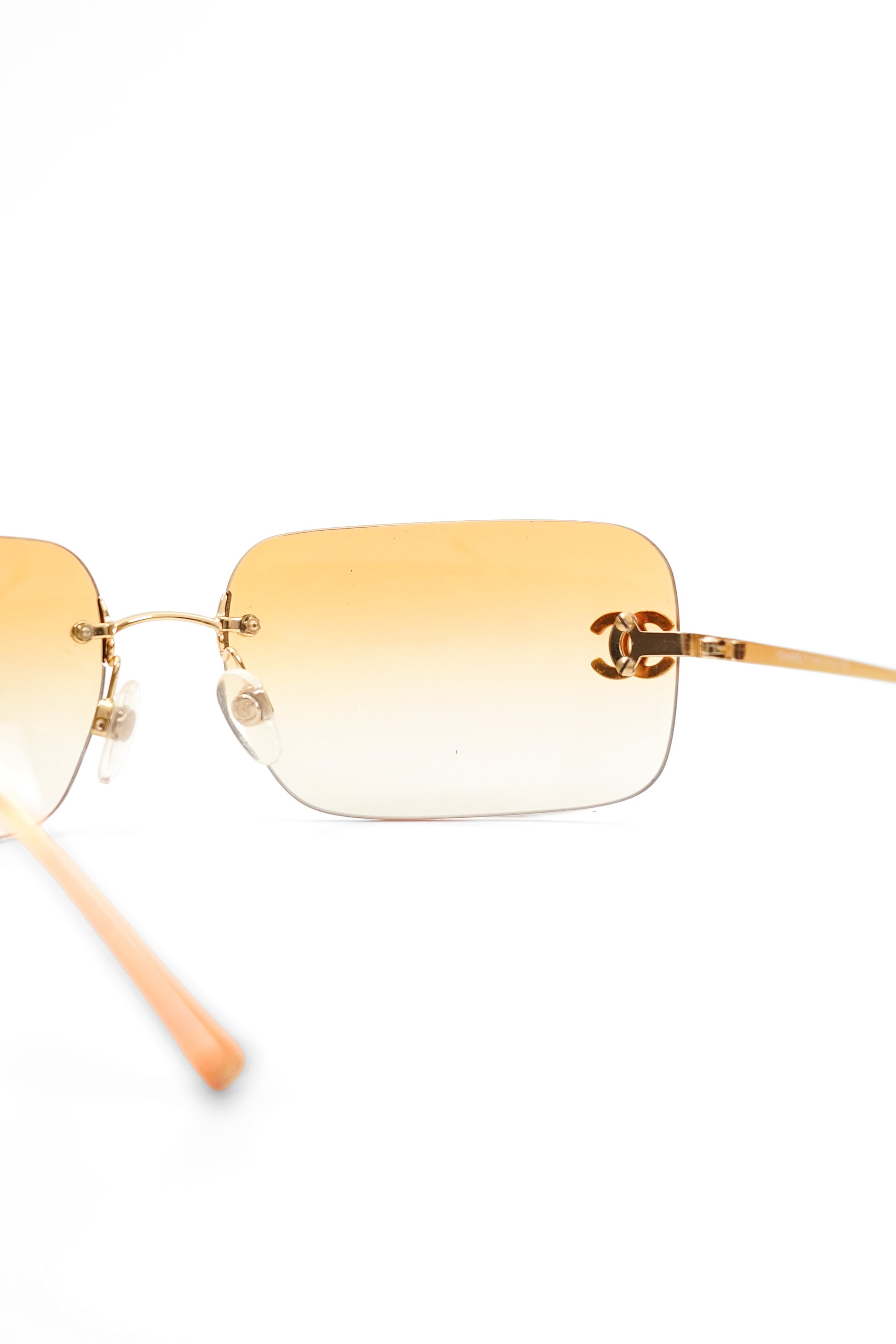 Vintage Chanel Orange Gradient Rimless Sunglasses 4017