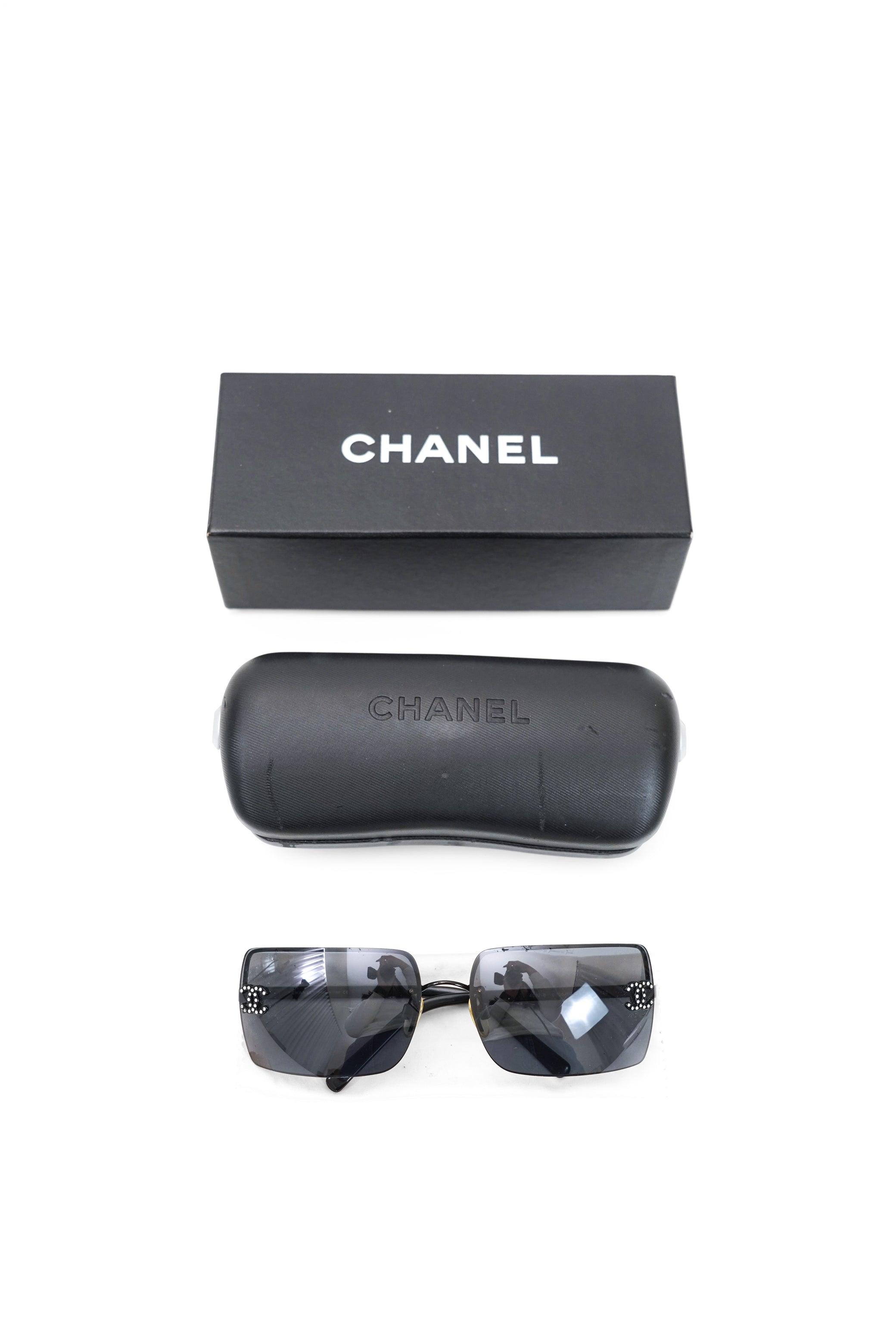 Vintage Chanel Dark Blue Rimeless Sunglasses 4092-B