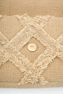 Chanel 2009 Crochet Flap Beige Canvas Shoulder Bag