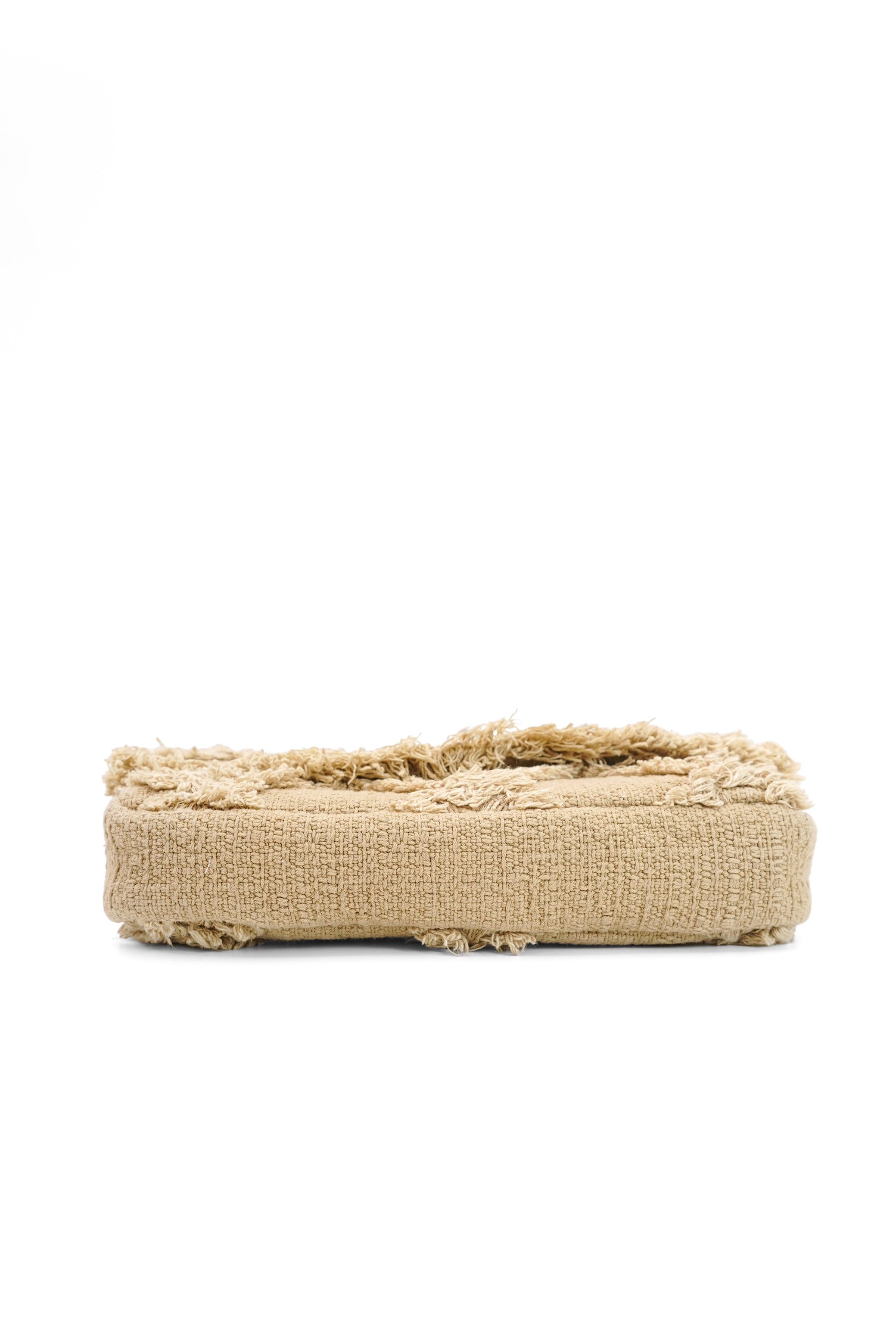 Chanel 2009 Crochet Flap Beige Canvas Shoulder Bag