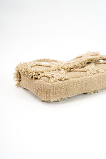 Chanel 2009 Crochet Flap Beige Canvas Shoulder Bag