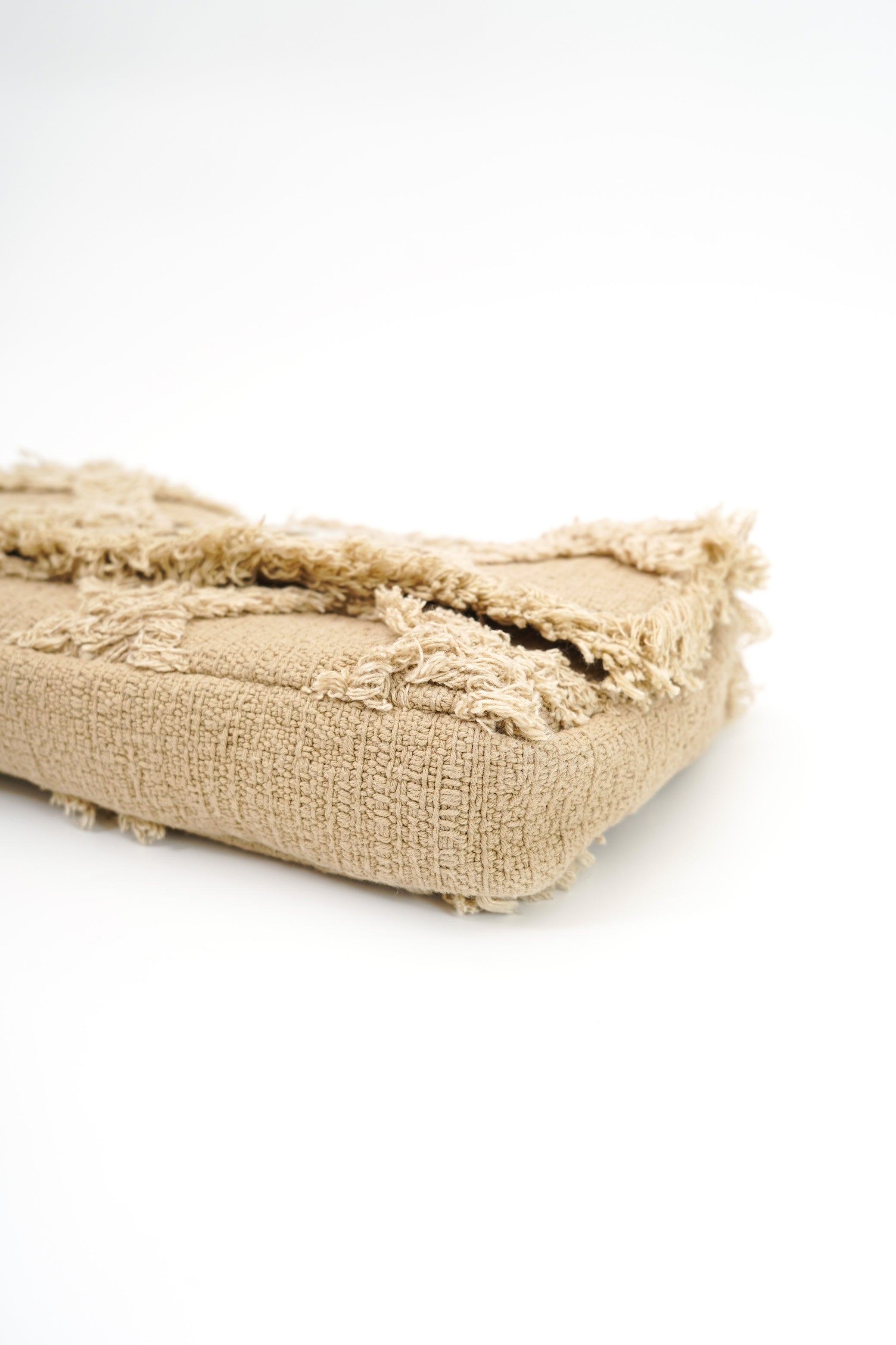 Chanel 2009 Crochet Flap Beige Canvas Shoulder Bag