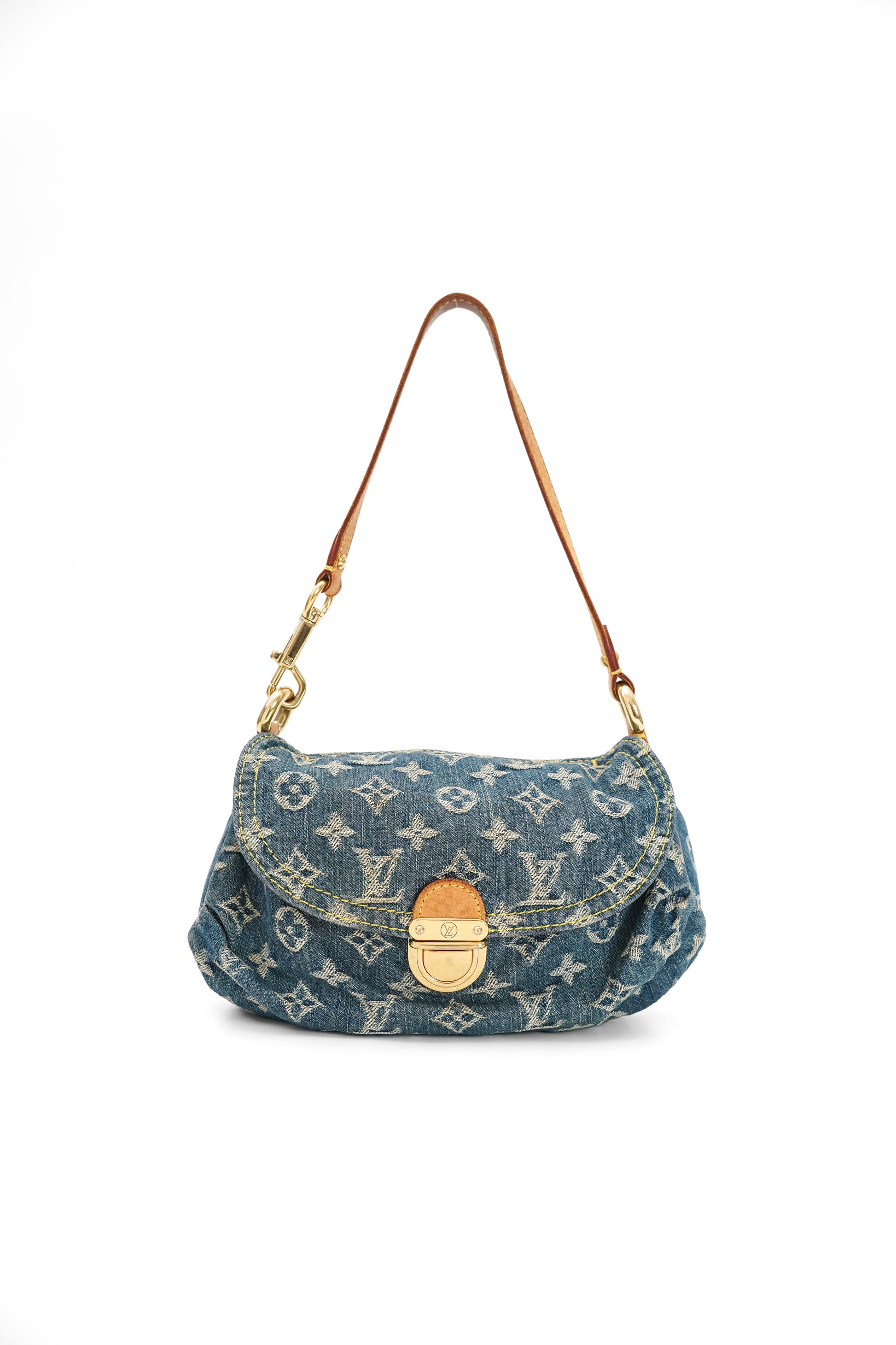 Louis Vuitton Mini Pleaty PM Blue Denim Shoulder Bag