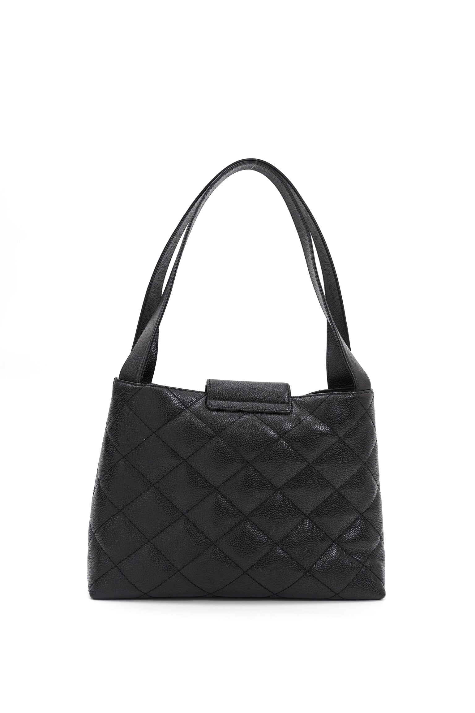 Vintage Chanel Caviar Skin Turn Lock Tote Bag 2000-2002