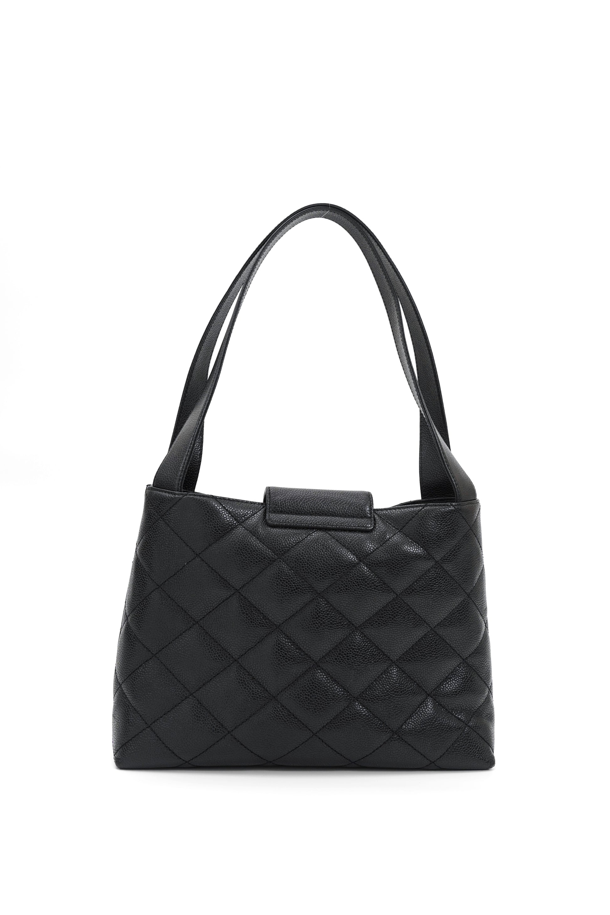 Vintage Chanel Caviar Skin Turn Lock Tote Bag 2000-2002