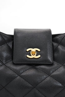 Vintage Chanel Caviar Skin Turn Lock Tote Bag 2000-2002