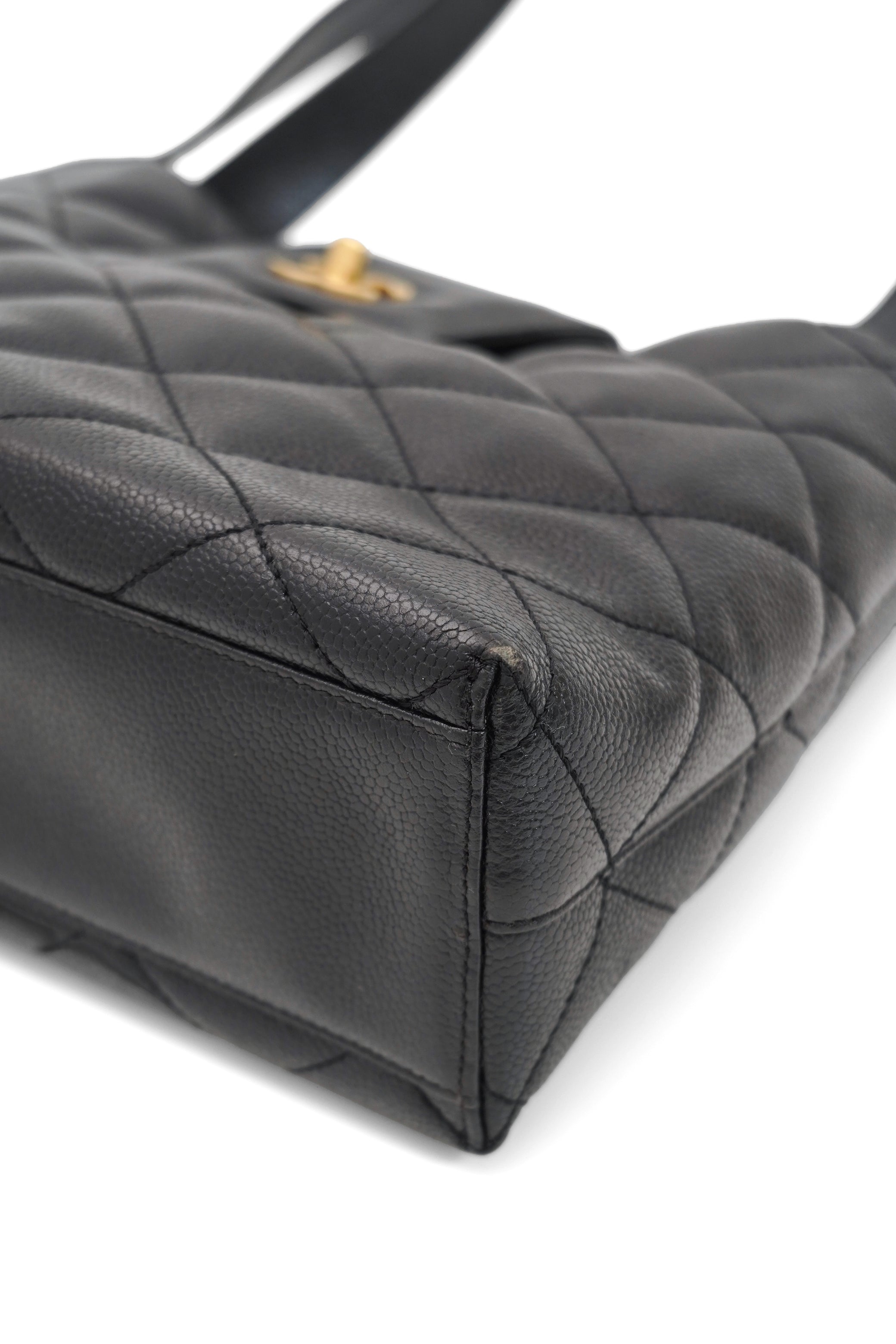 Vintage Chanel Caviar Skin Turn Lock Tote Bag 2000-2002