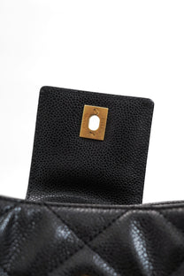 Vintage Chanel Caviar Skin Turn Lock Tote Bag 2000-2002