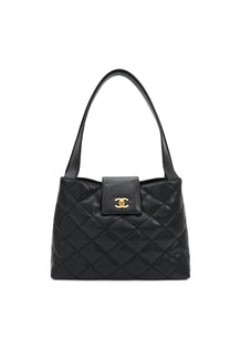 Vintage Chanel Caviar Skin Turn Lock Tote Bag 2000-2002