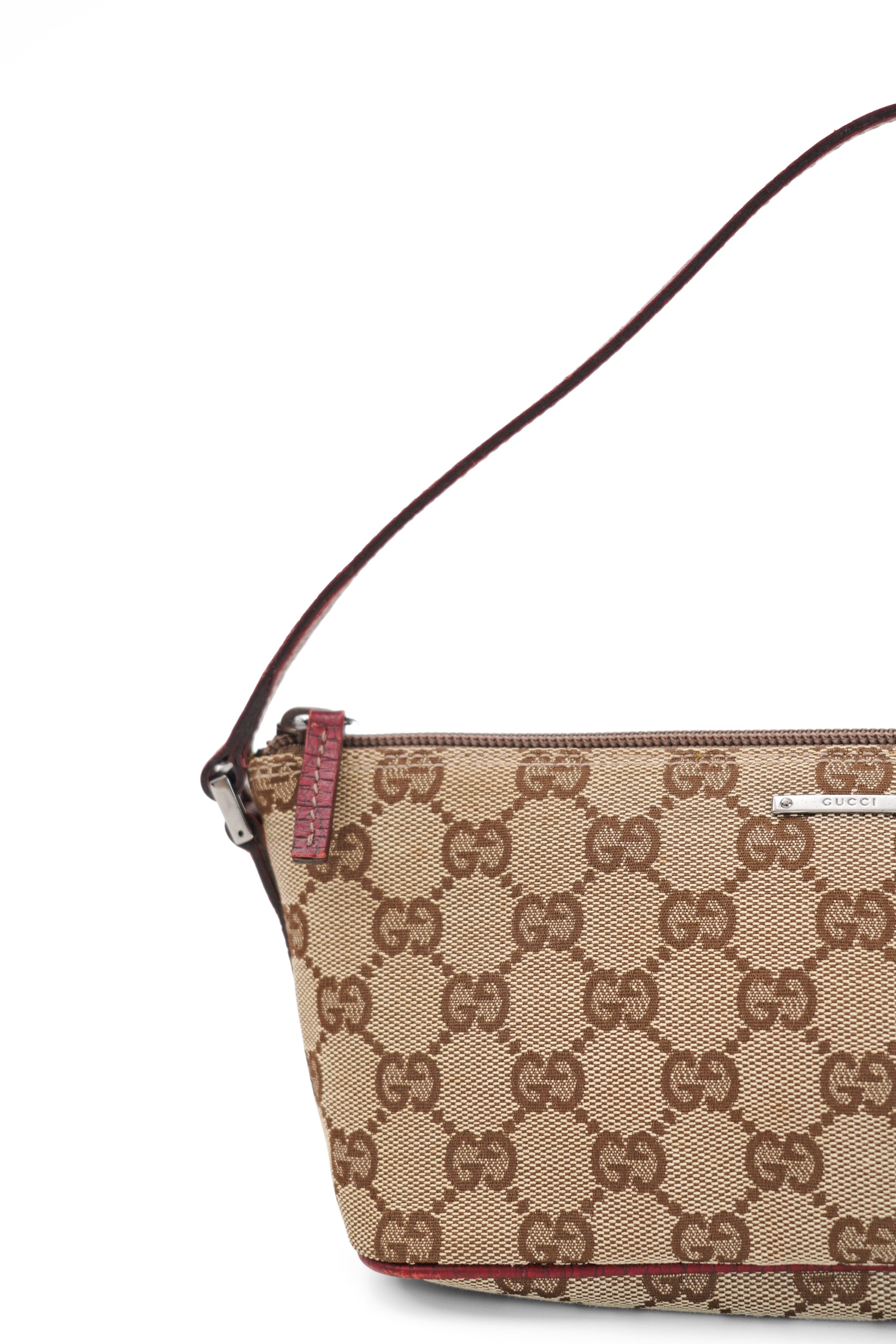 Gucci GG Monogram Red Leather Boat Pochette