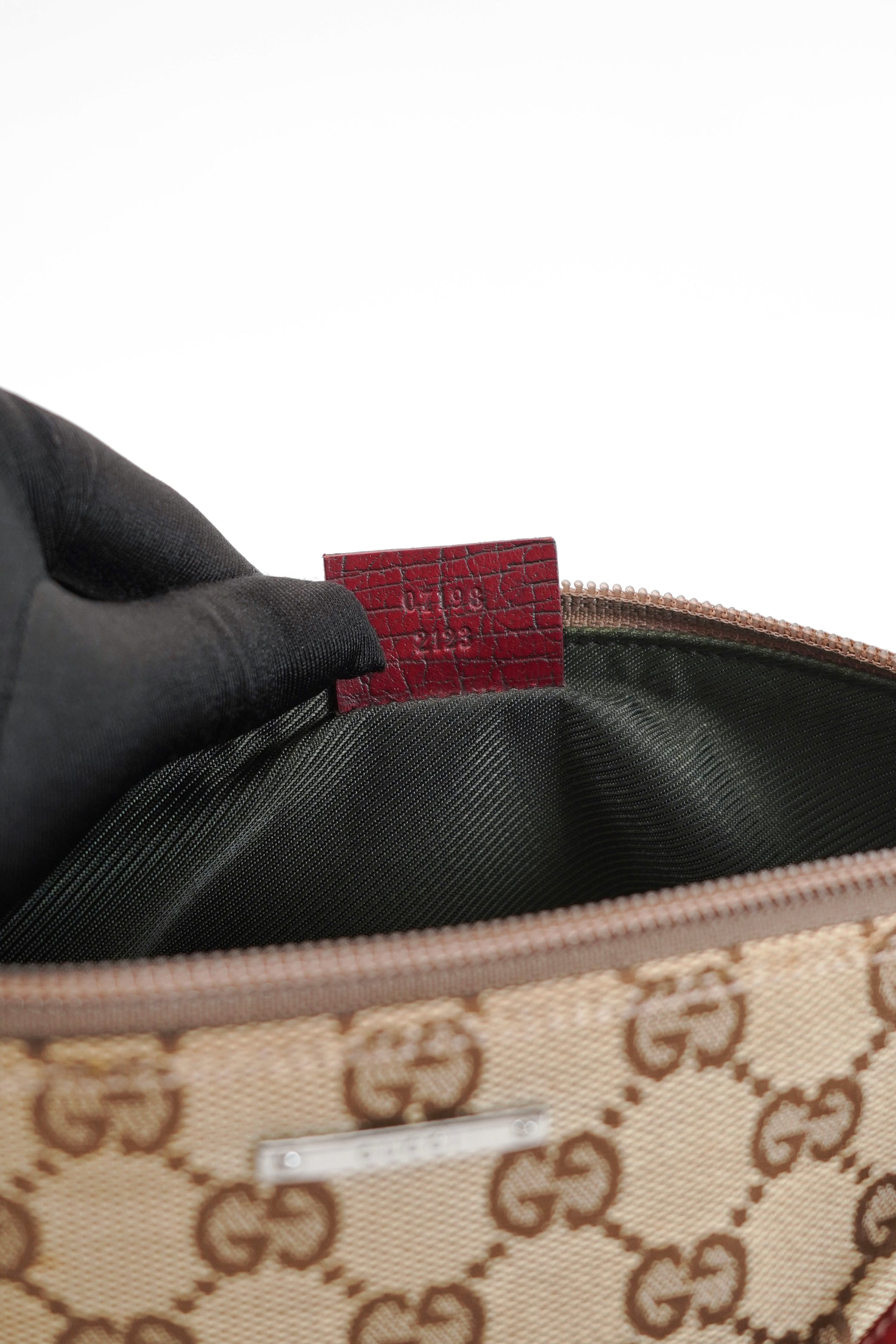 Gucci GG Monogram Red Leather Boat Pochette