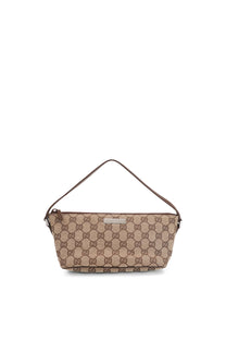 Gucci GG Monogram Brown Leather Boat Pochette