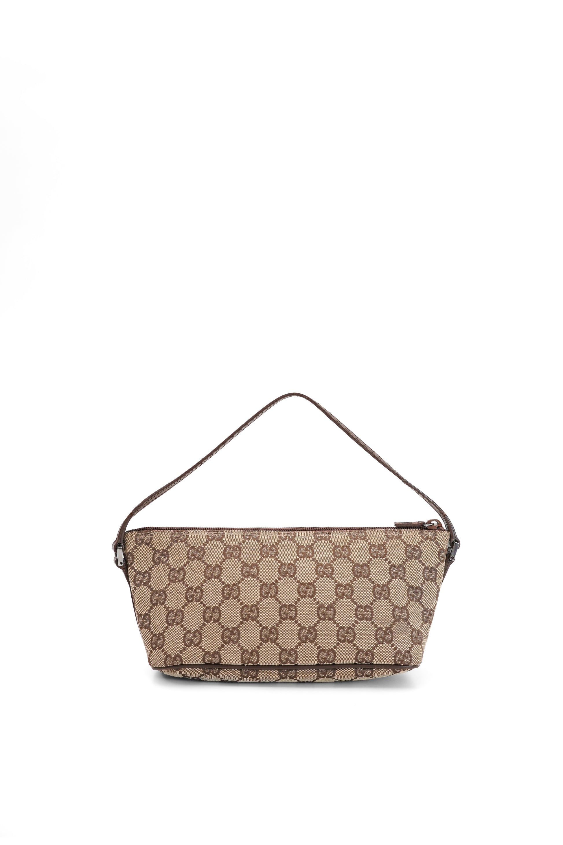 Gucci GG Monogram Brown Leather Boat Pochette