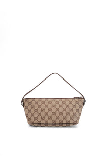 Gucci GG Monogram Brown Leather Boat Pochette