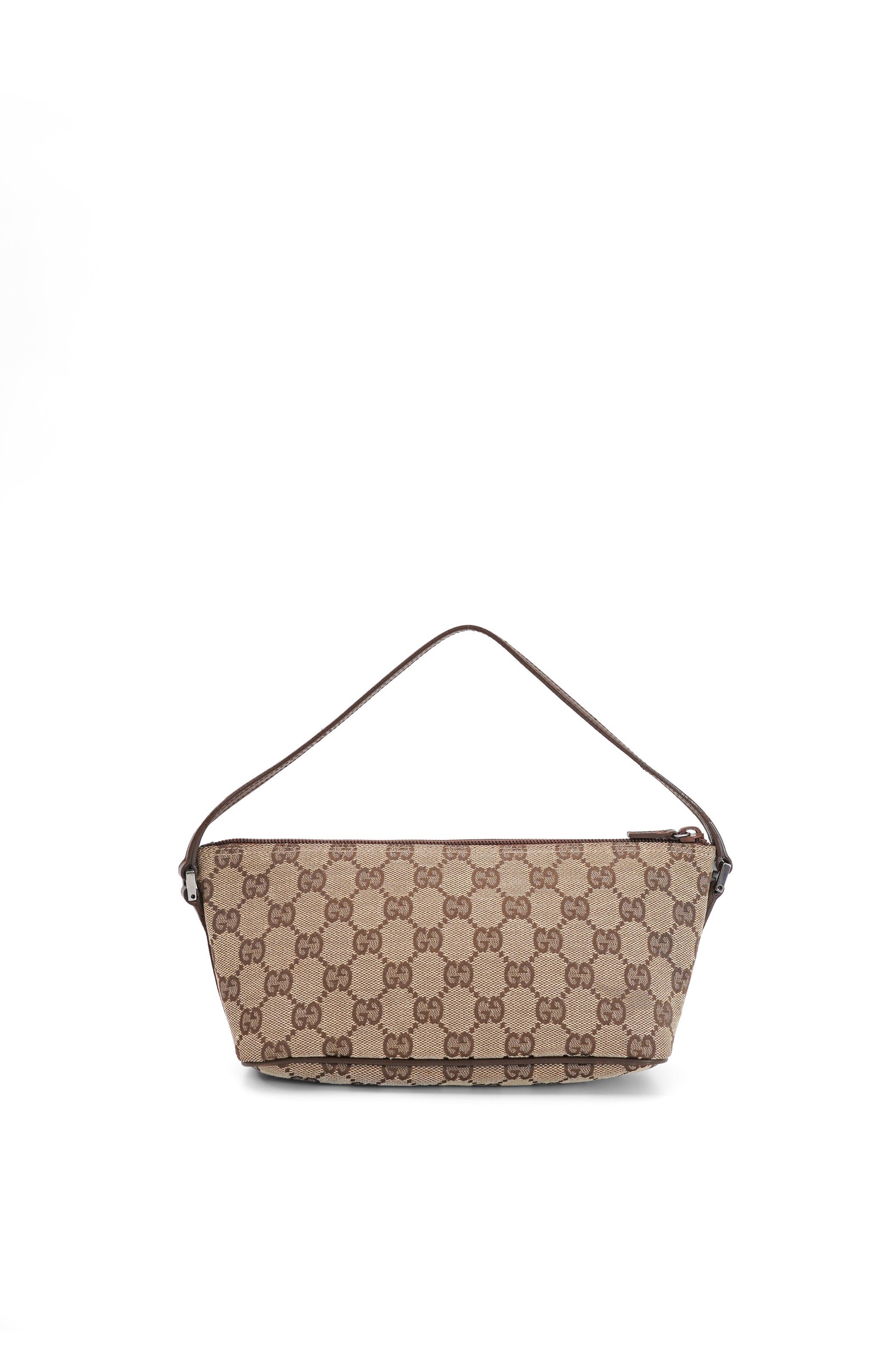 Gucci GG Monogram Brown Leather Boat Pochette