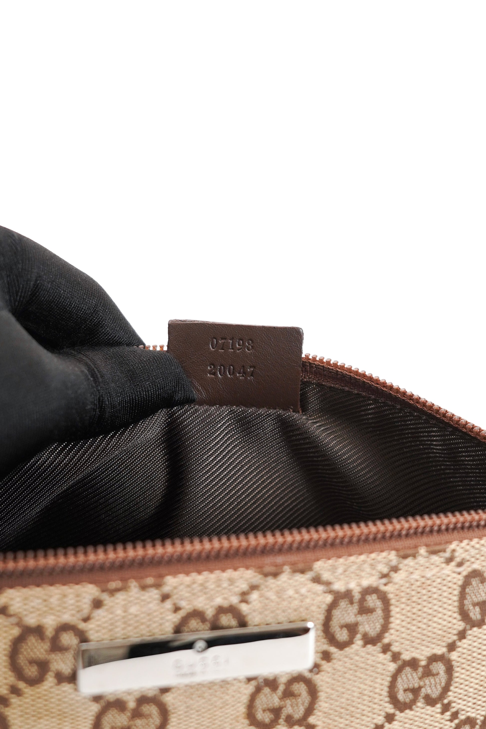 Gucci GG Monogram Brown Leather Boat Pochette