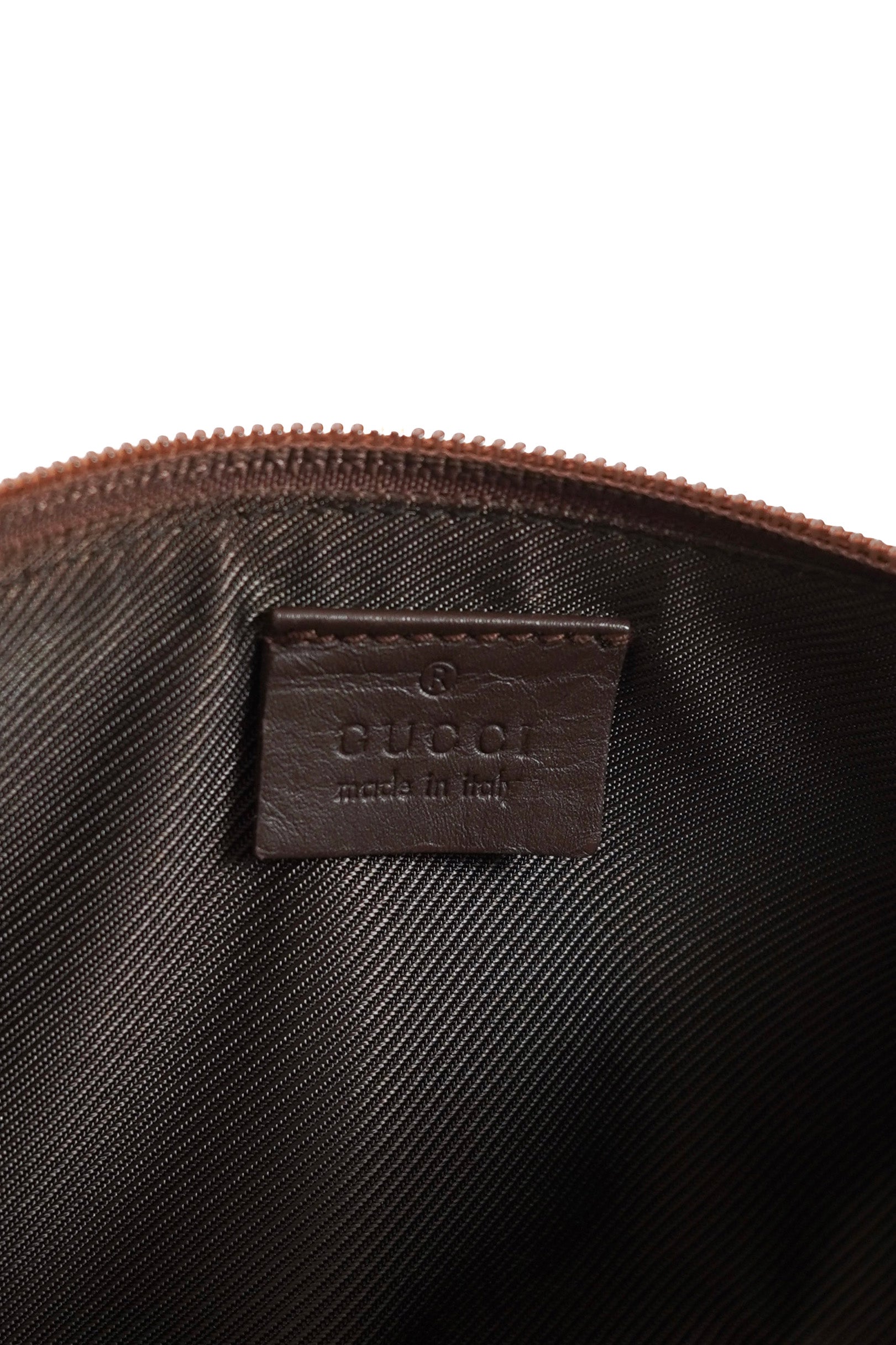 Gucci GG Monogram Brown Leather Boat Pochette