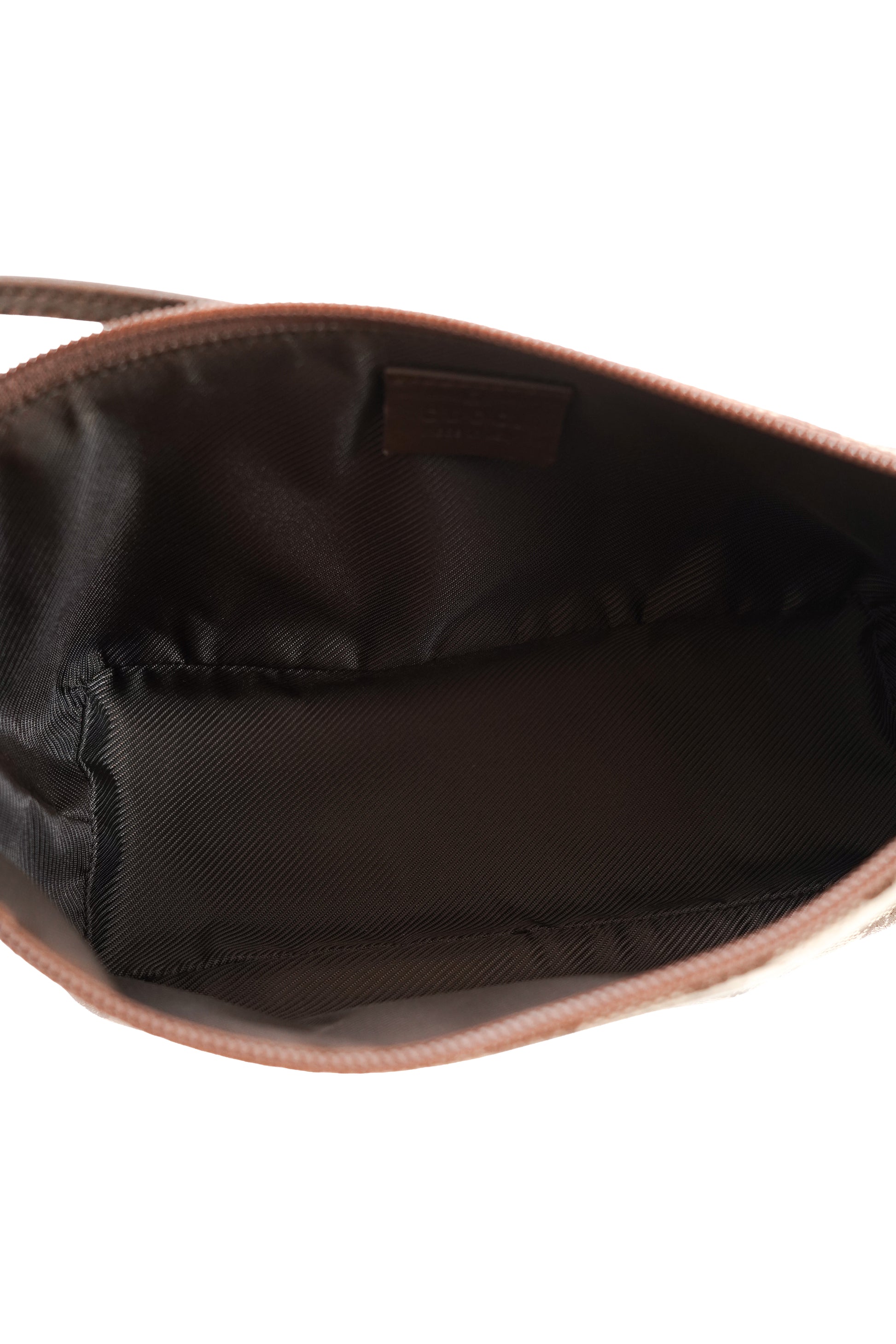 Gucci GG Monogram Brown Leather Boat Pochette