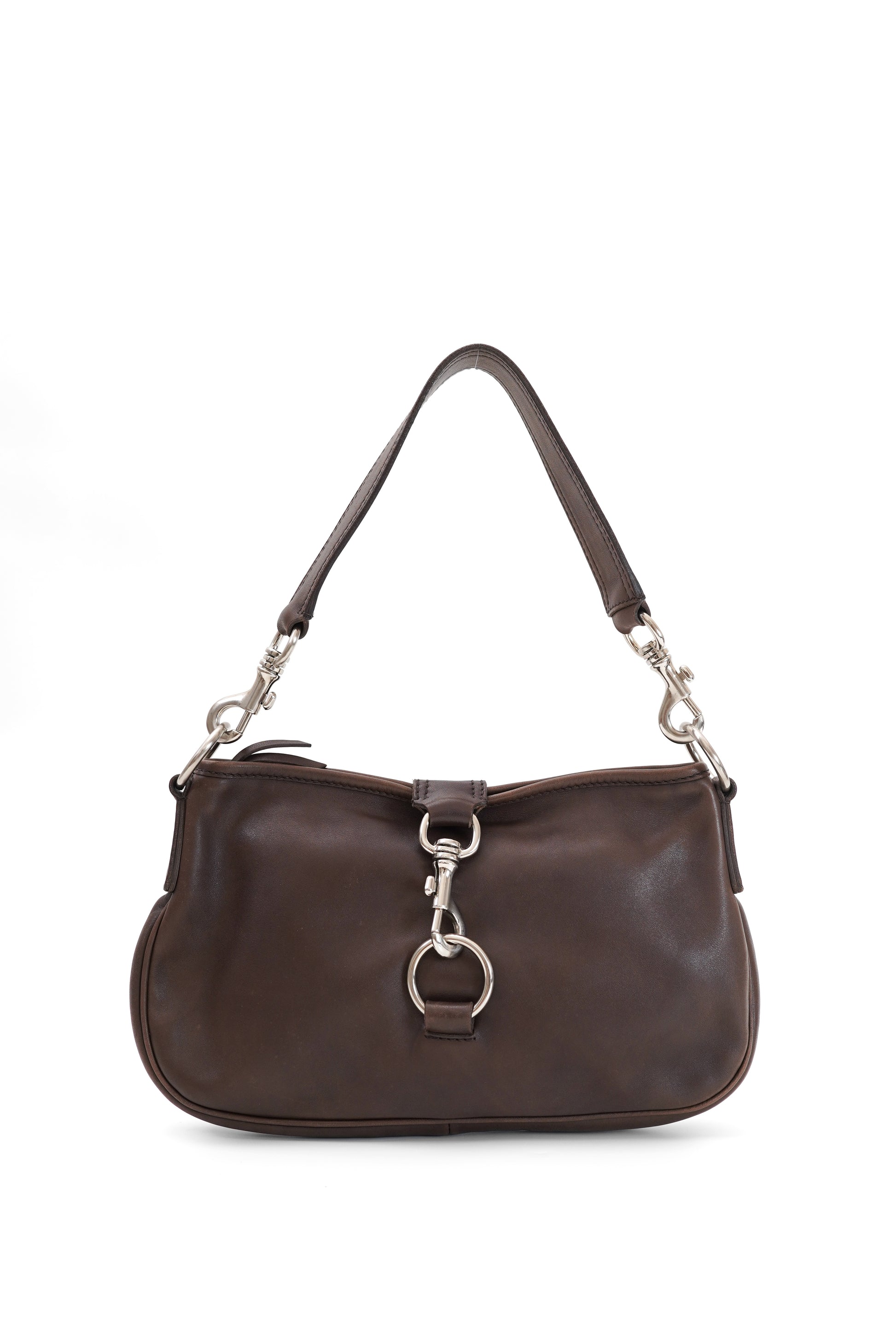Miu Miu 2000s Brown Buckle Shoulder Bag