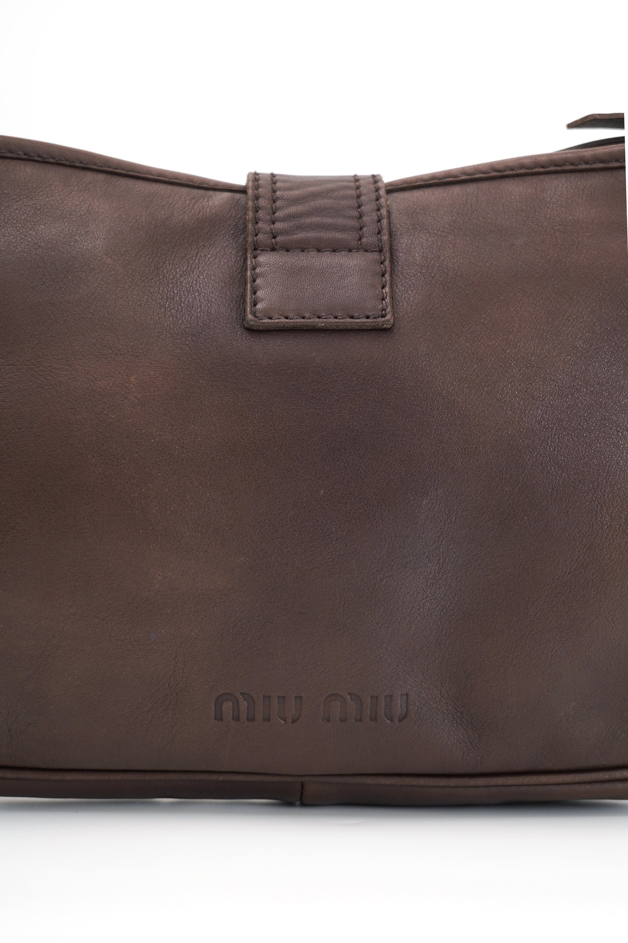 Miu Miu 2000s Brown Buckle Shoulder Bag