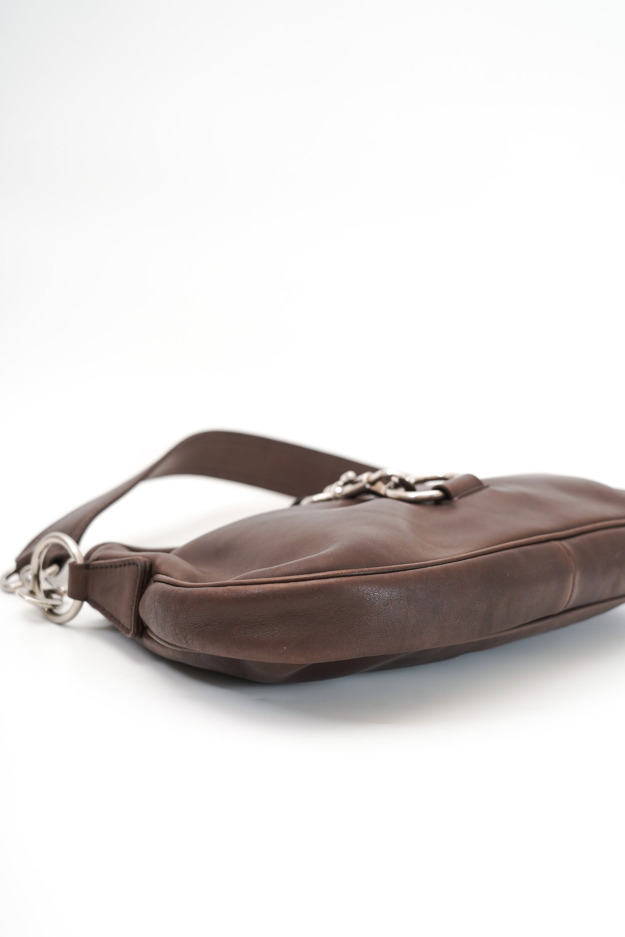 Miu Miu 2000s Brown Buckle Shoulder Bag