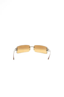 Vintage Chanel CC Logo Rimless Dark Orange Sunglasses 4051-B