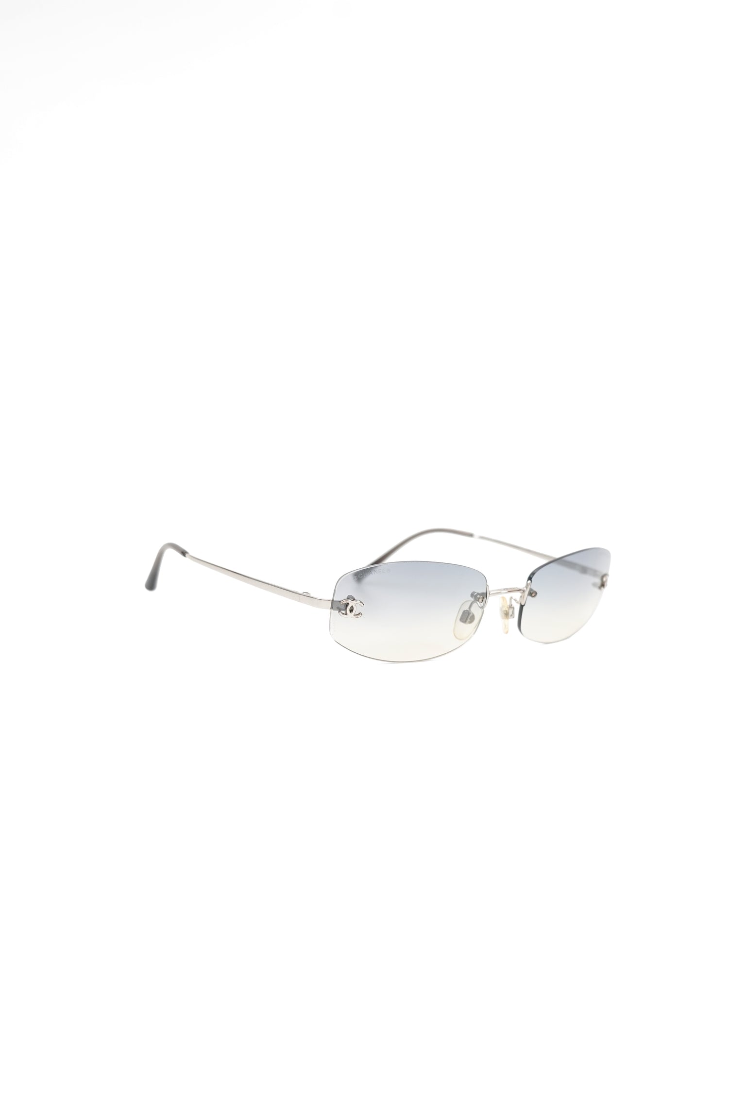 Vintage Chanel Light Blue Gradient Rimless Sunglasses 4002