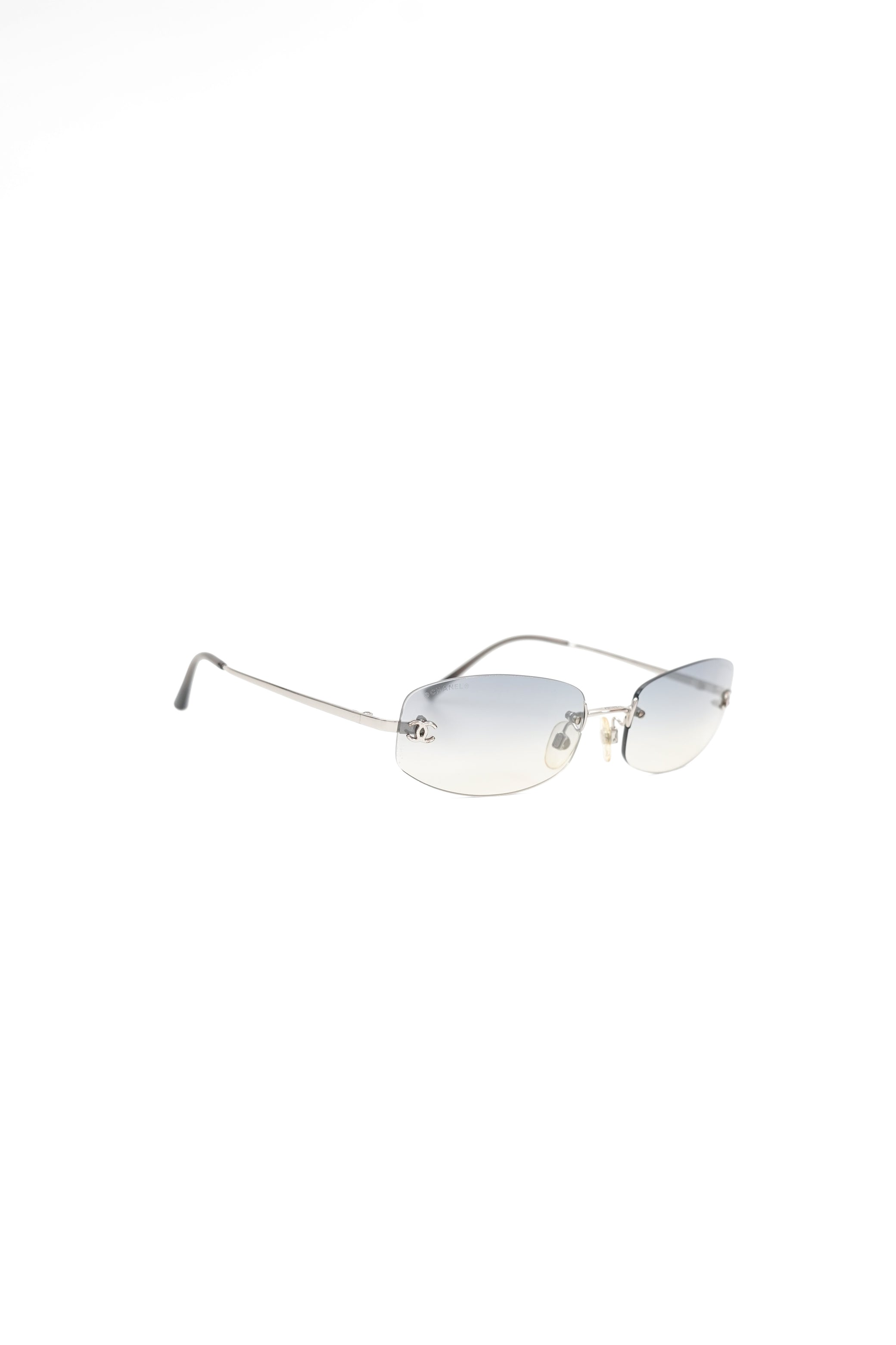 Vintage Chanel Light Blue Gradient Rimless Sunglasses 4002