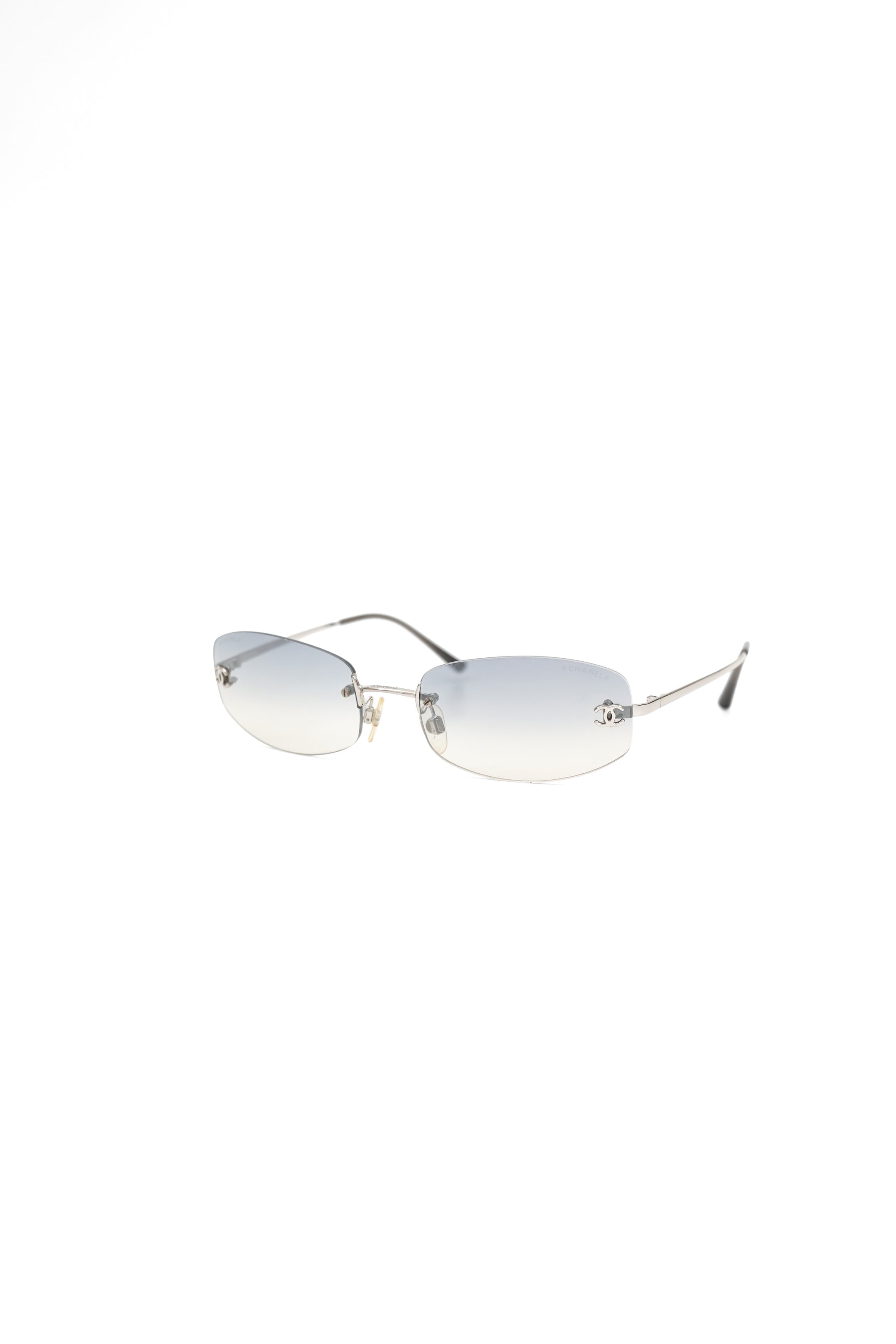 Vintage Chanel Light Blue Gradient Rimless Sunglasses 4002