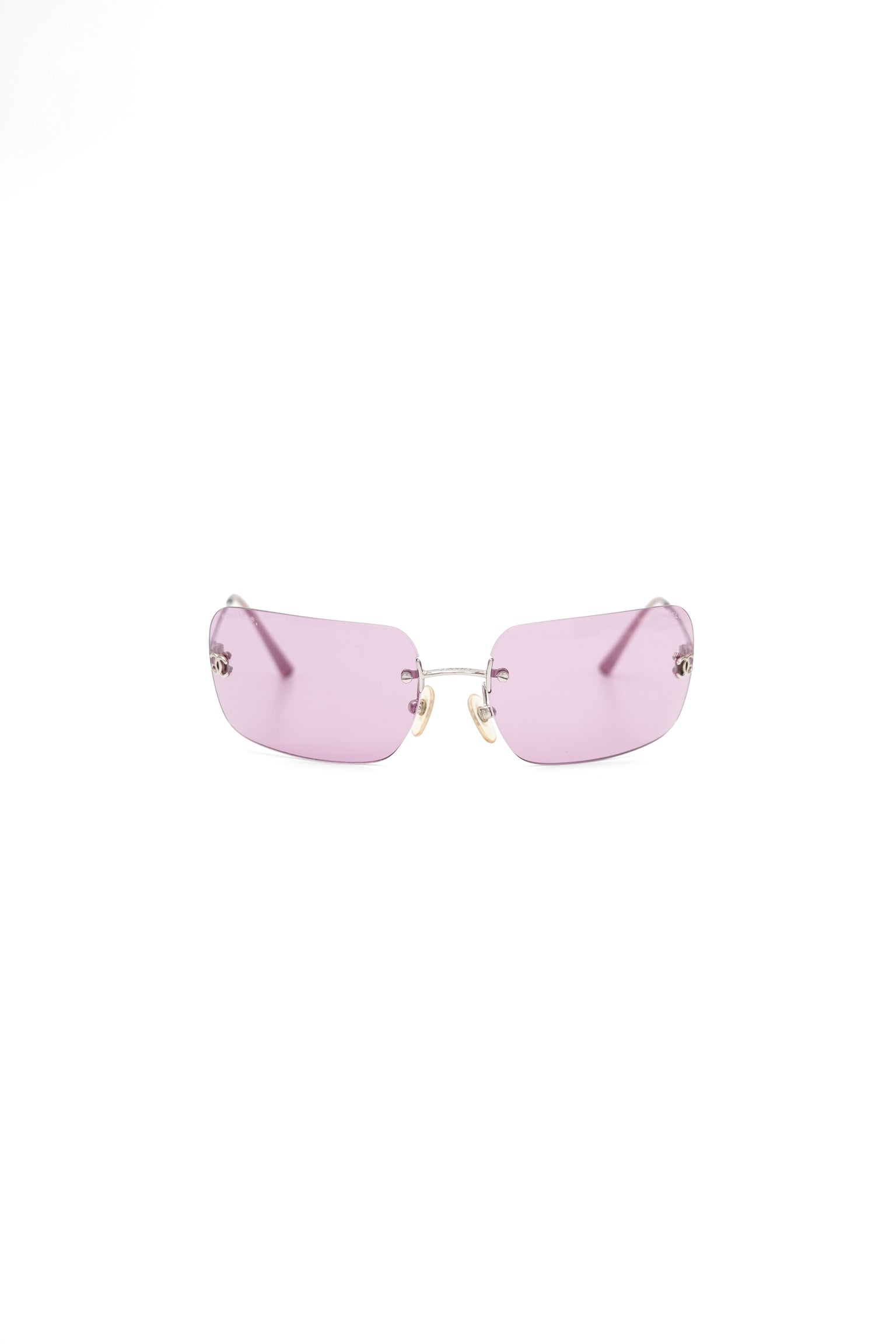 Vintage Chanel Pink Rimless Sunglasses 4017