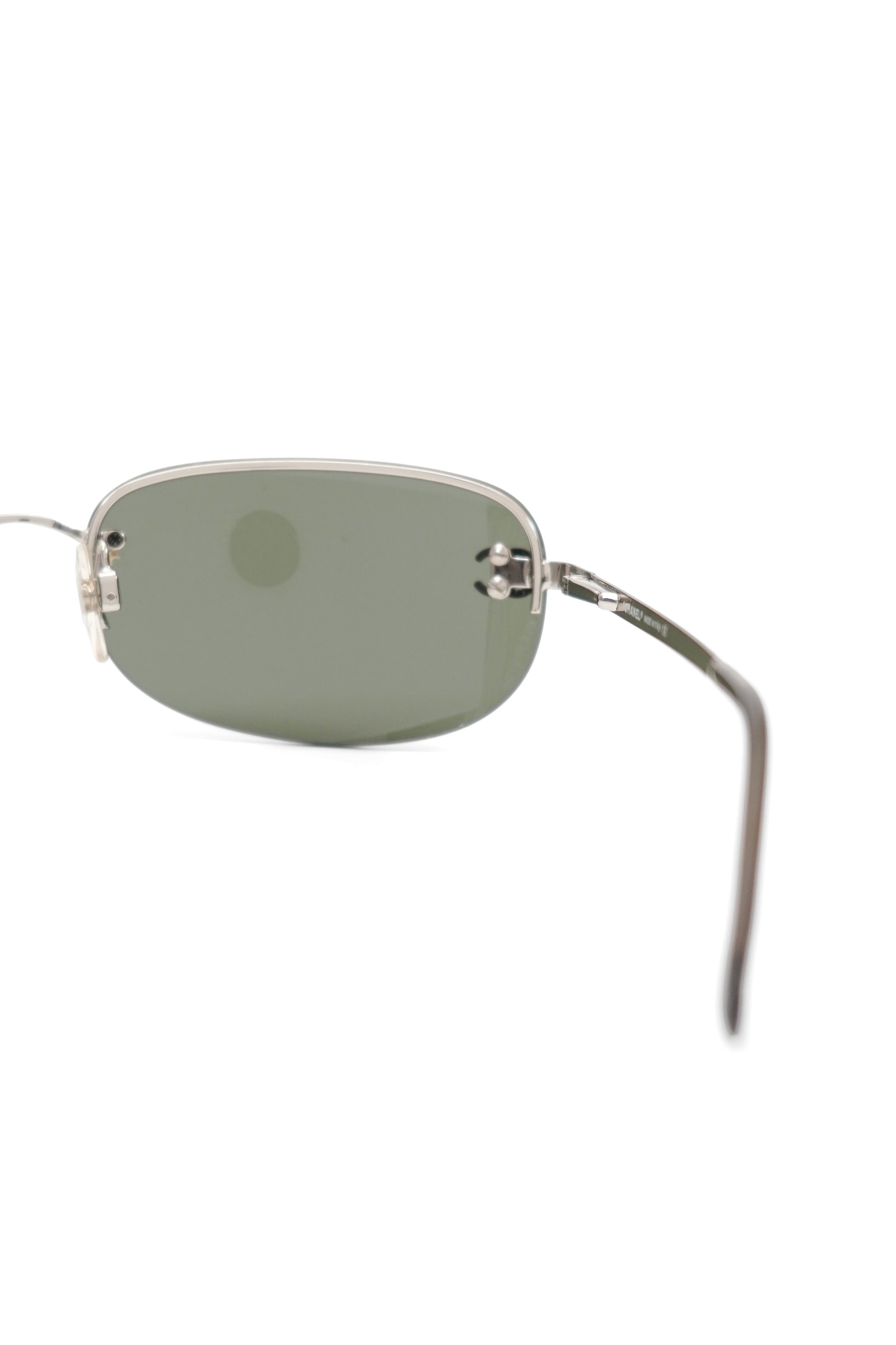 Chanel Silver Metal Frame Black Tint CC Logo Sunglasses 4099