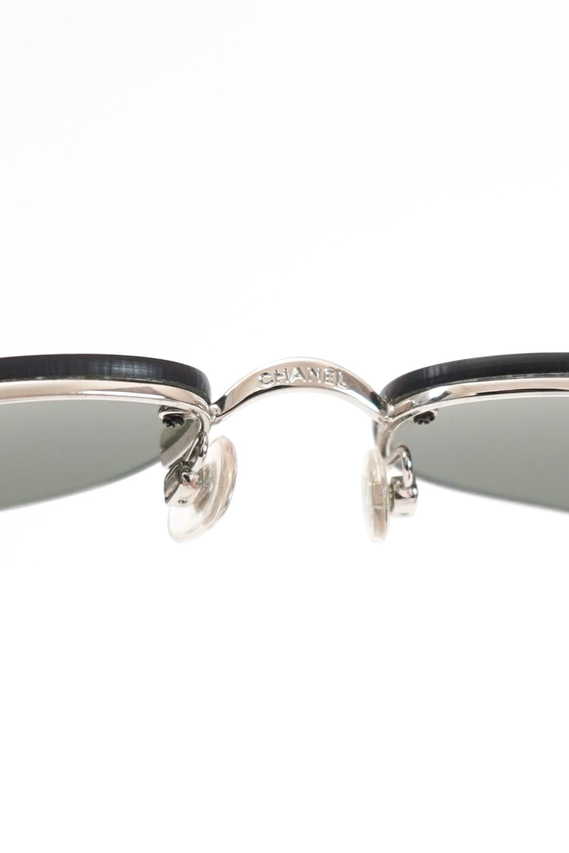Chanel Silver Metal Frame Black Tint CC Logo Sunglasses 4099