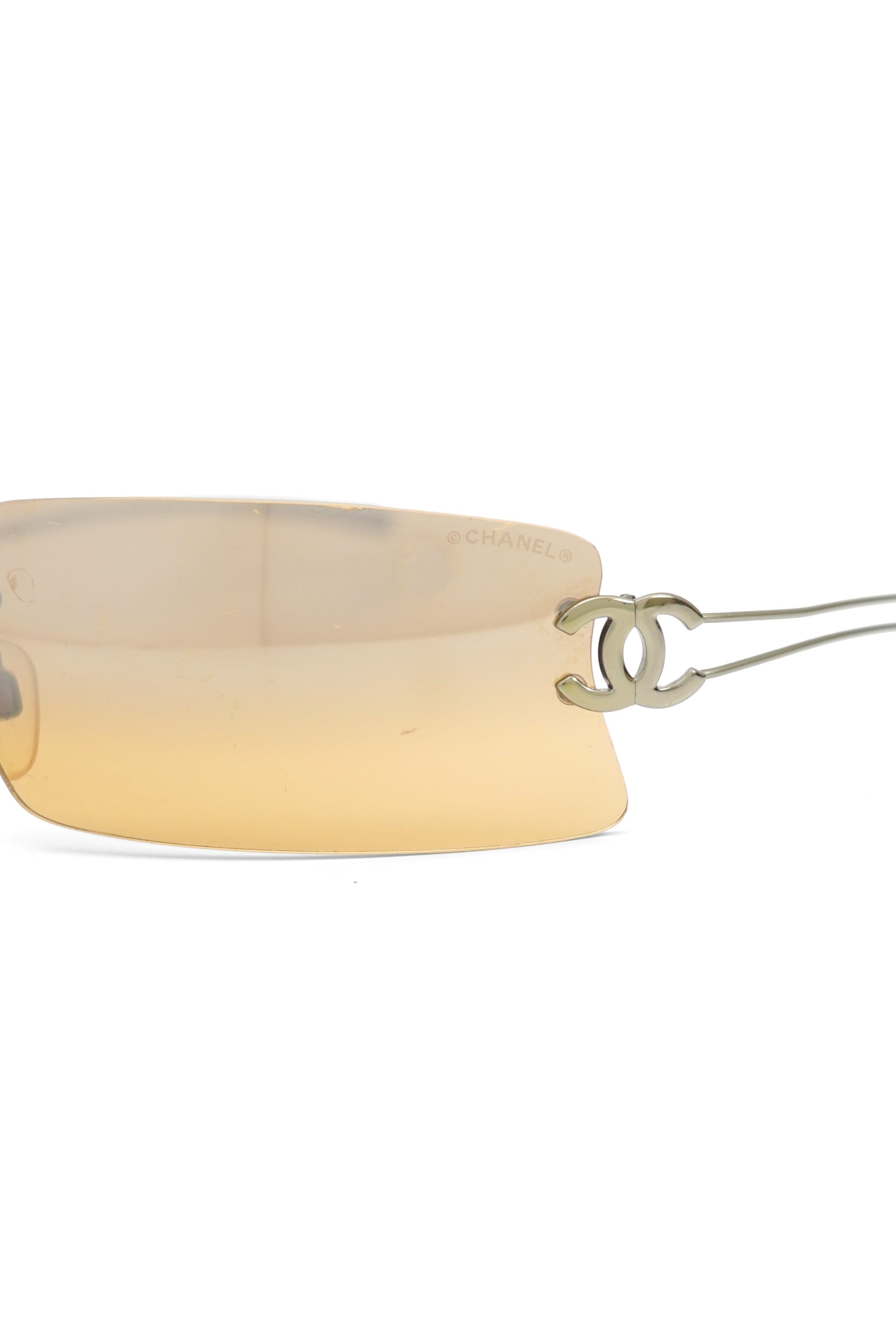 Vintage Chanel CC Logo Rimless Dark Orange Sunglasses 4051-B