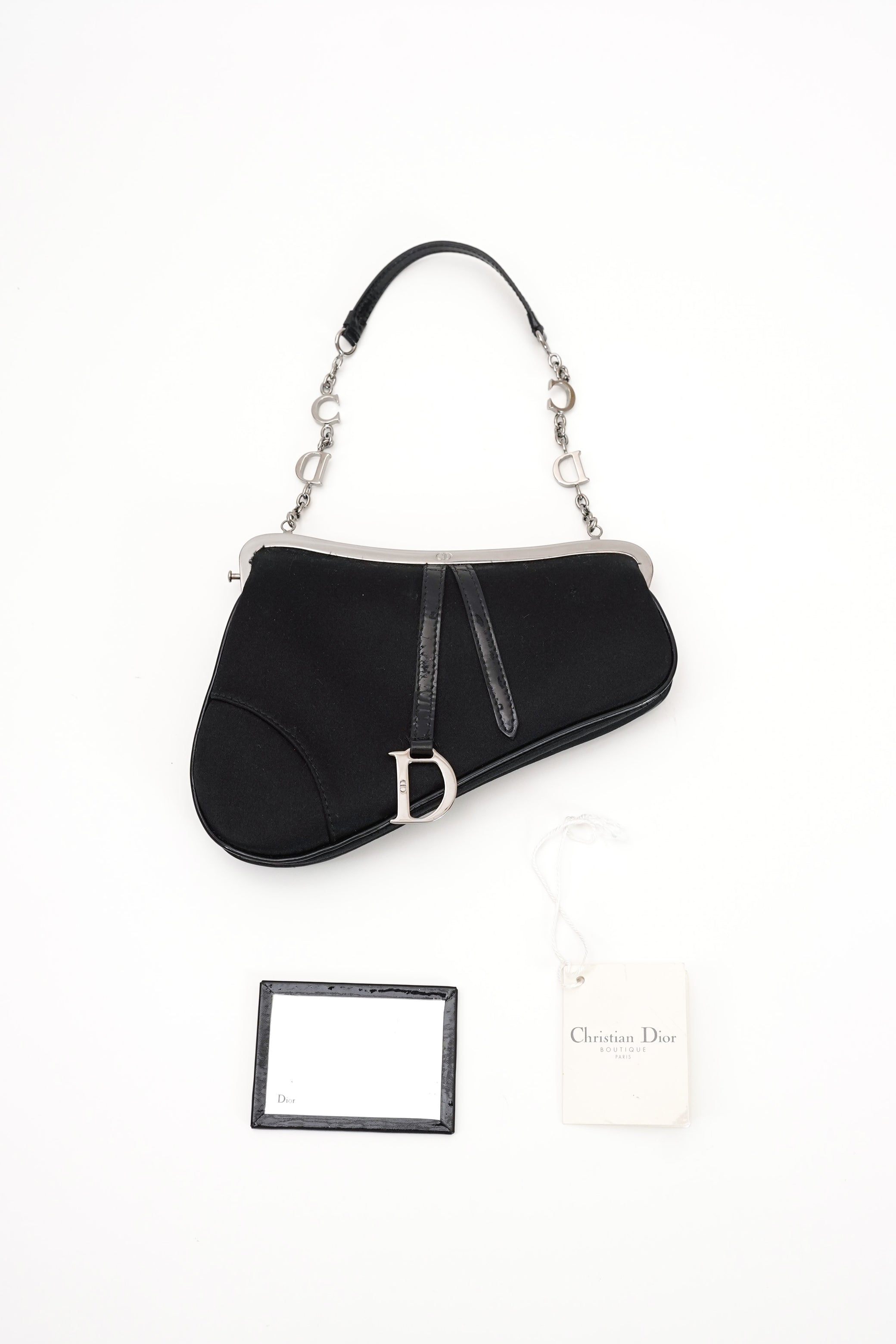 Dior Mini Black Satin Saddle
