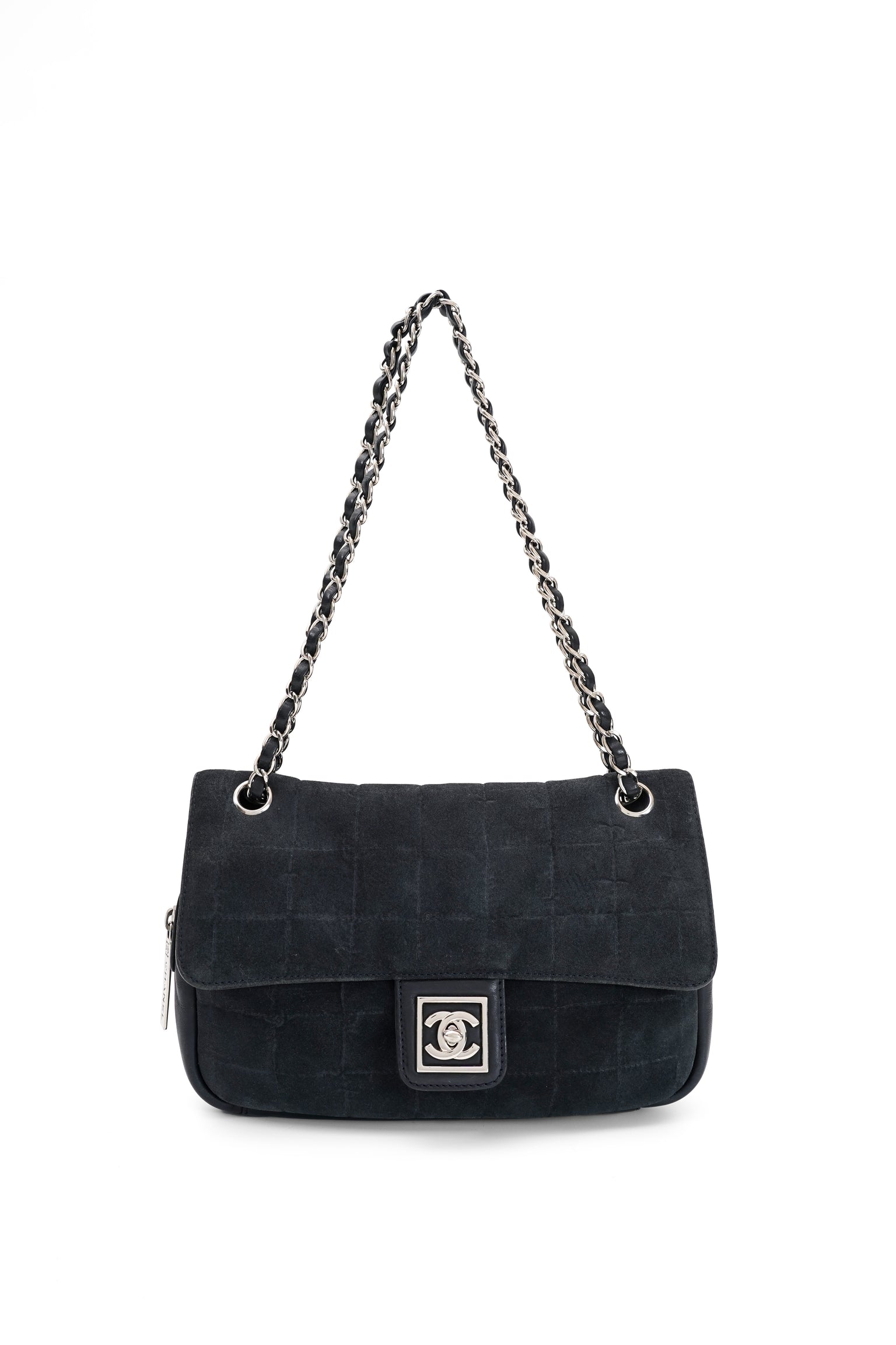 Chanel Sport Line Chocolate Bar Black Suede Flap Bag