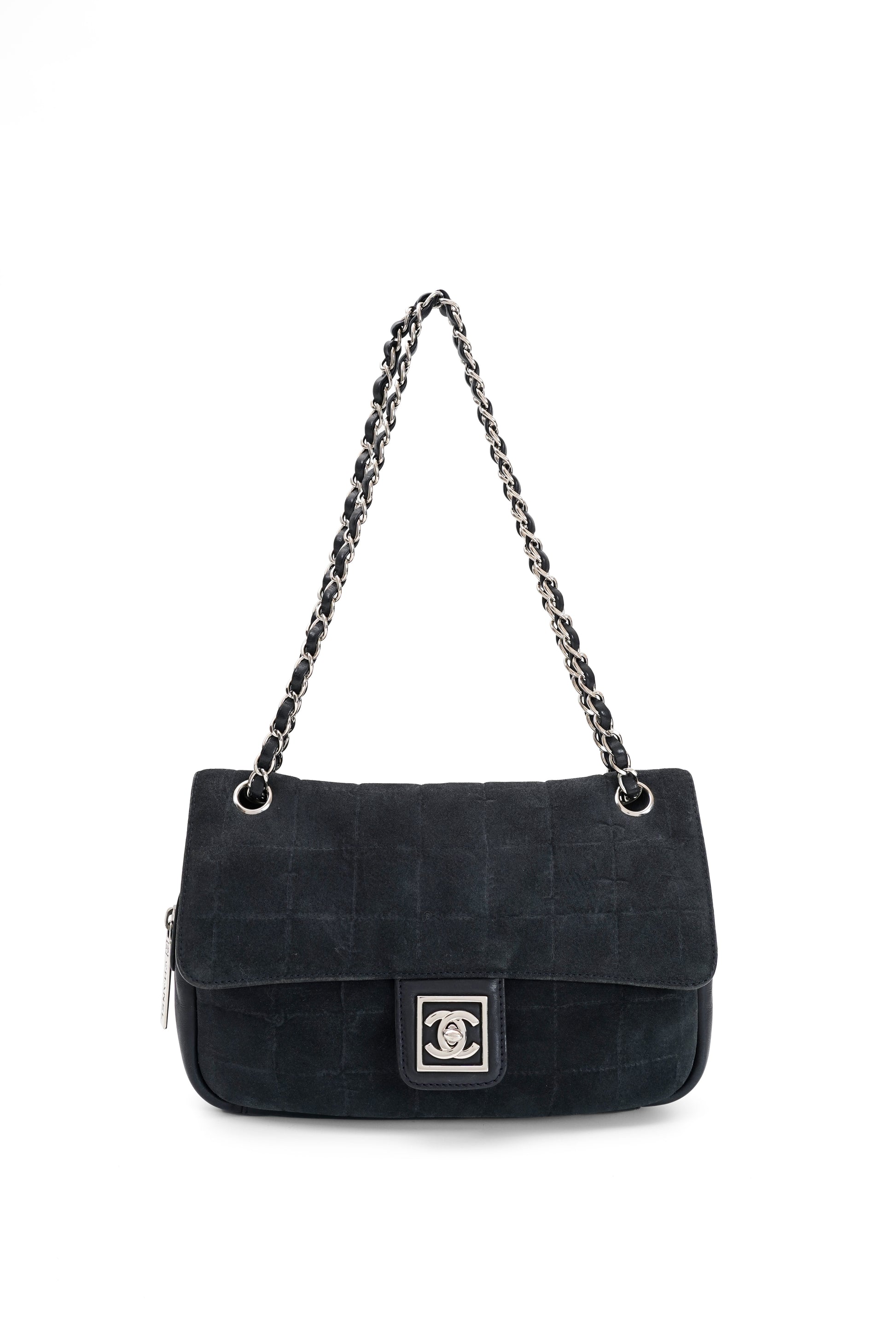 Chanel Sport Line Chocolate Bar Black Suede Flap Bag