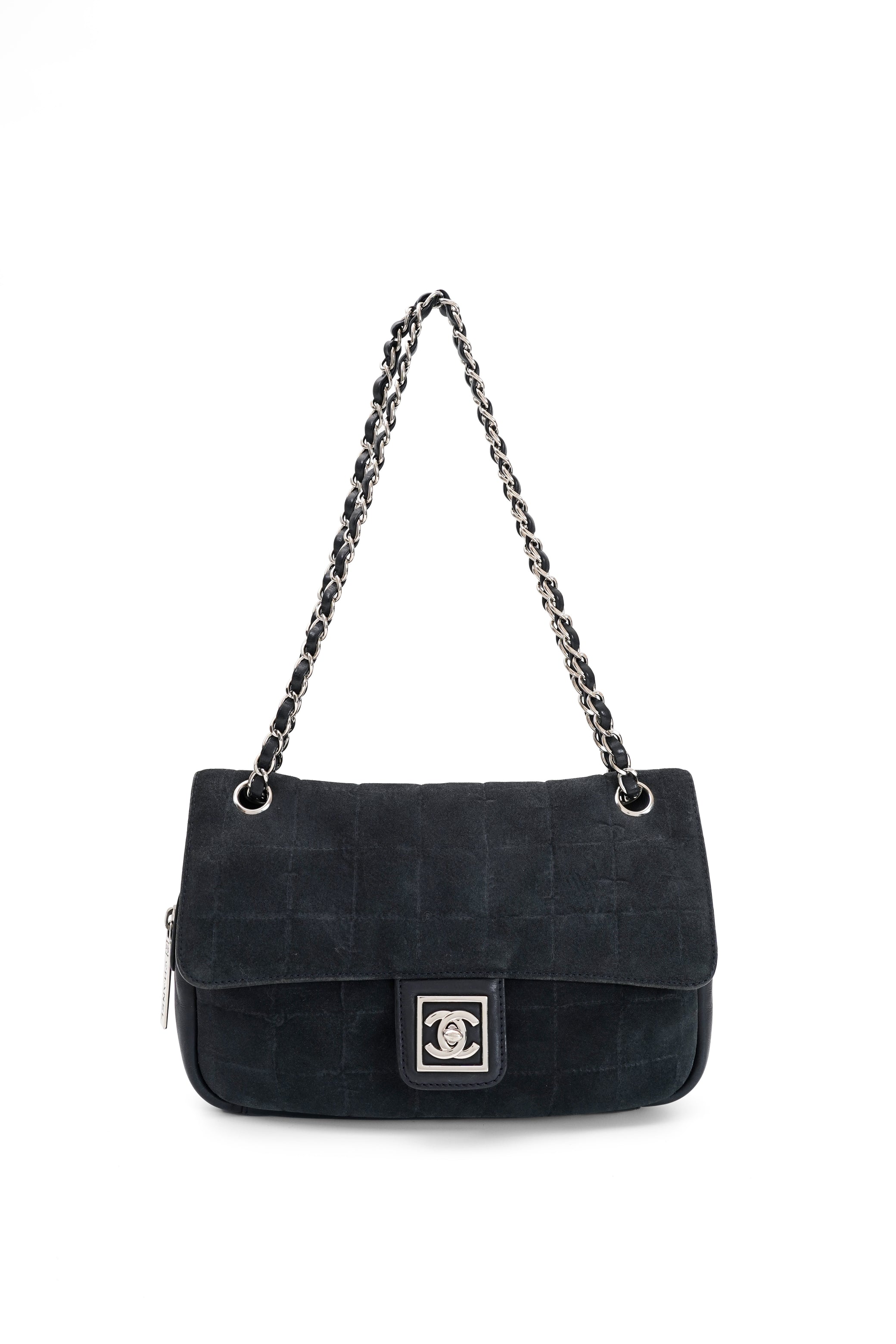 Chanel Sport Line Chocolate Bar Black Suede Flap Bag