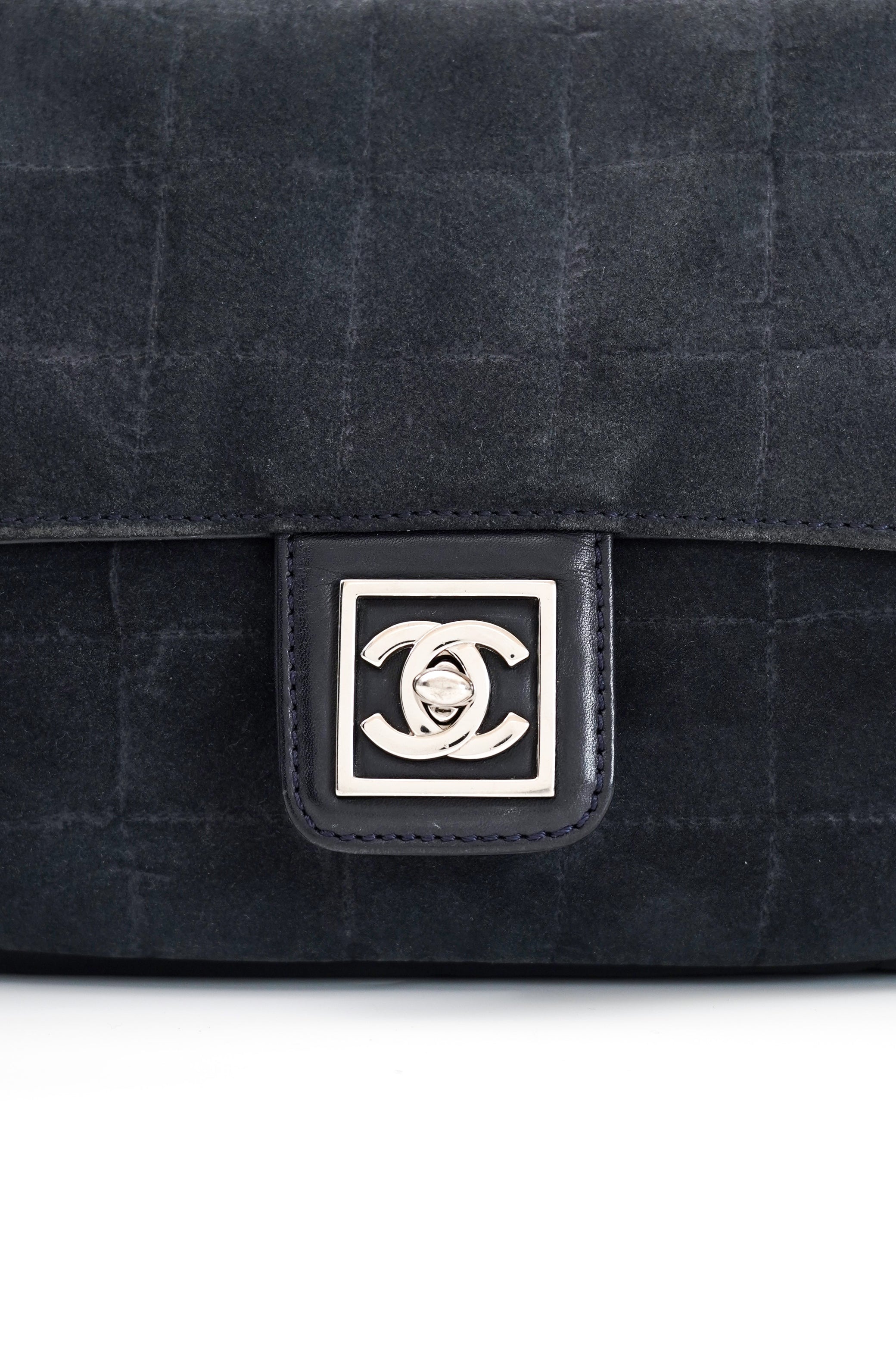 Chanel Sport Line Chocolate Bar Black Suede Flap Bag