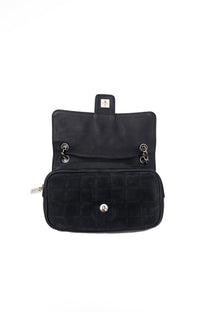 Chanel Sport Line Chocolate Bar Black Suede Flap Bag