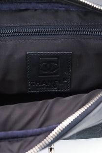 Chanel Sport Line Chocolate Bar Black Suede Flap Bag