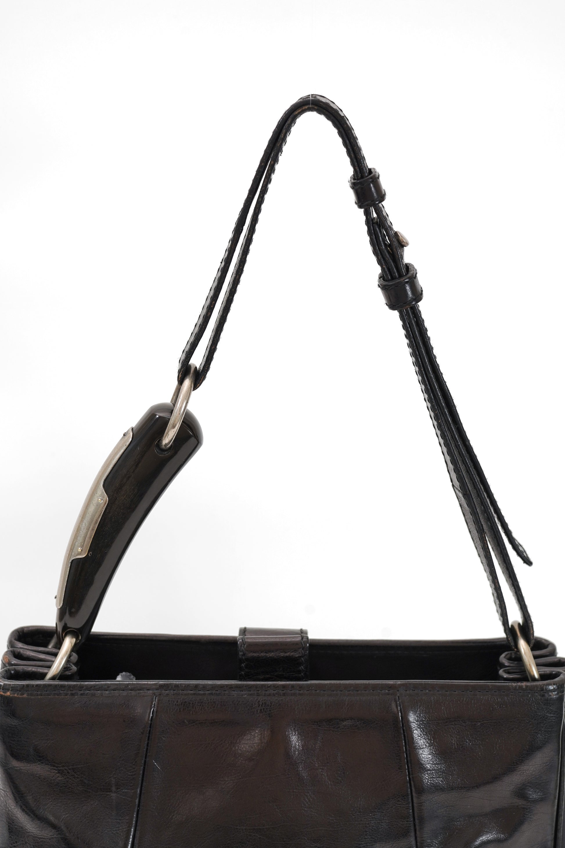 Vintage Yves Saint Laurent Square Mombasa Bag with Horn Strap