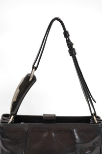 Vintage Yves Saint Laurent Square Mombasa Bag with Horn Strap