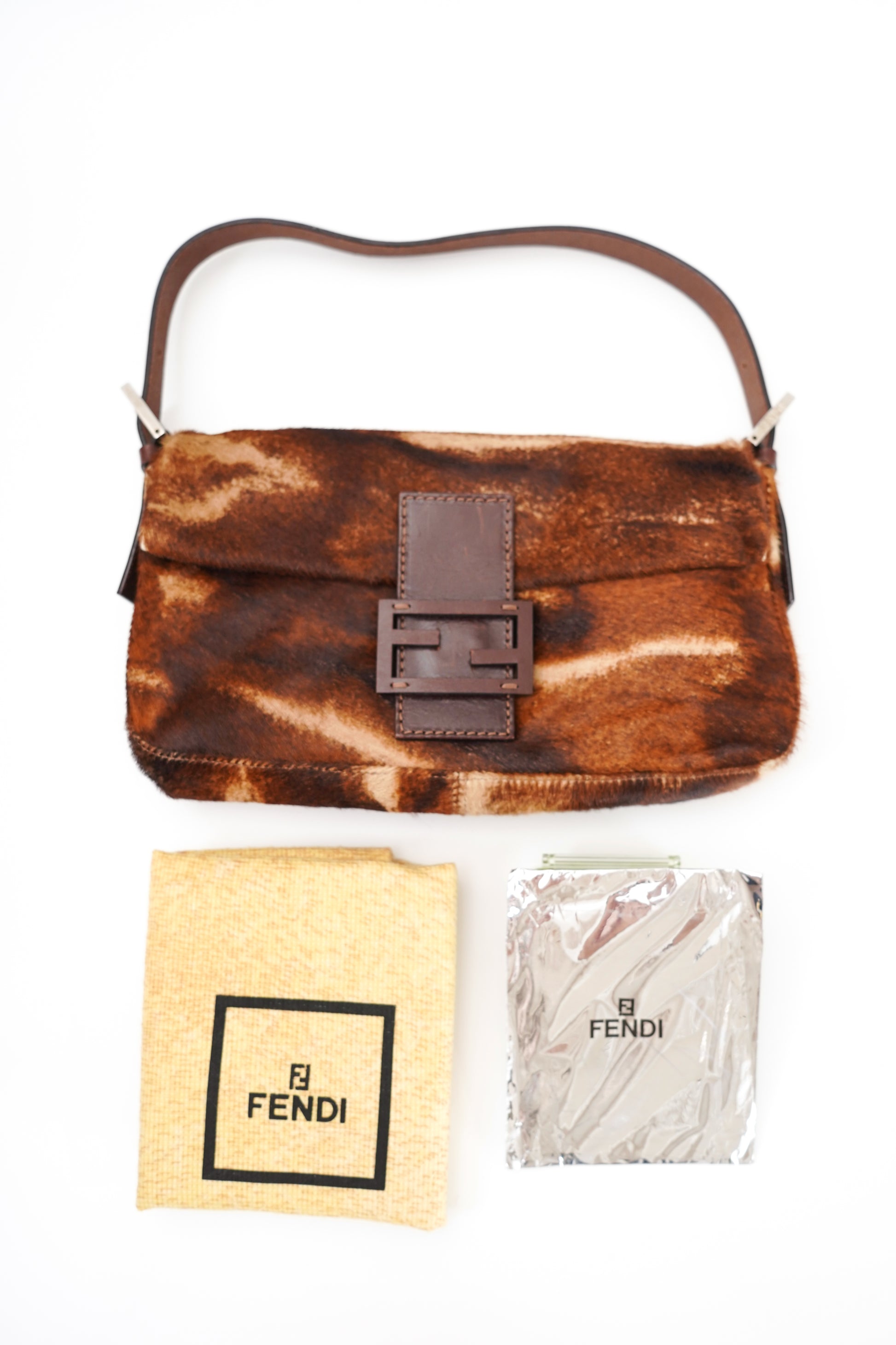 Fendi Brown Pony Hair Baguette
