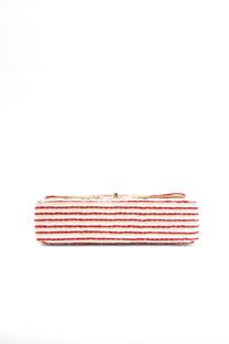 2014 Chanel Red/White Canvas Striped Coco Sailor Pearl Medium Classic Double Flap Bag