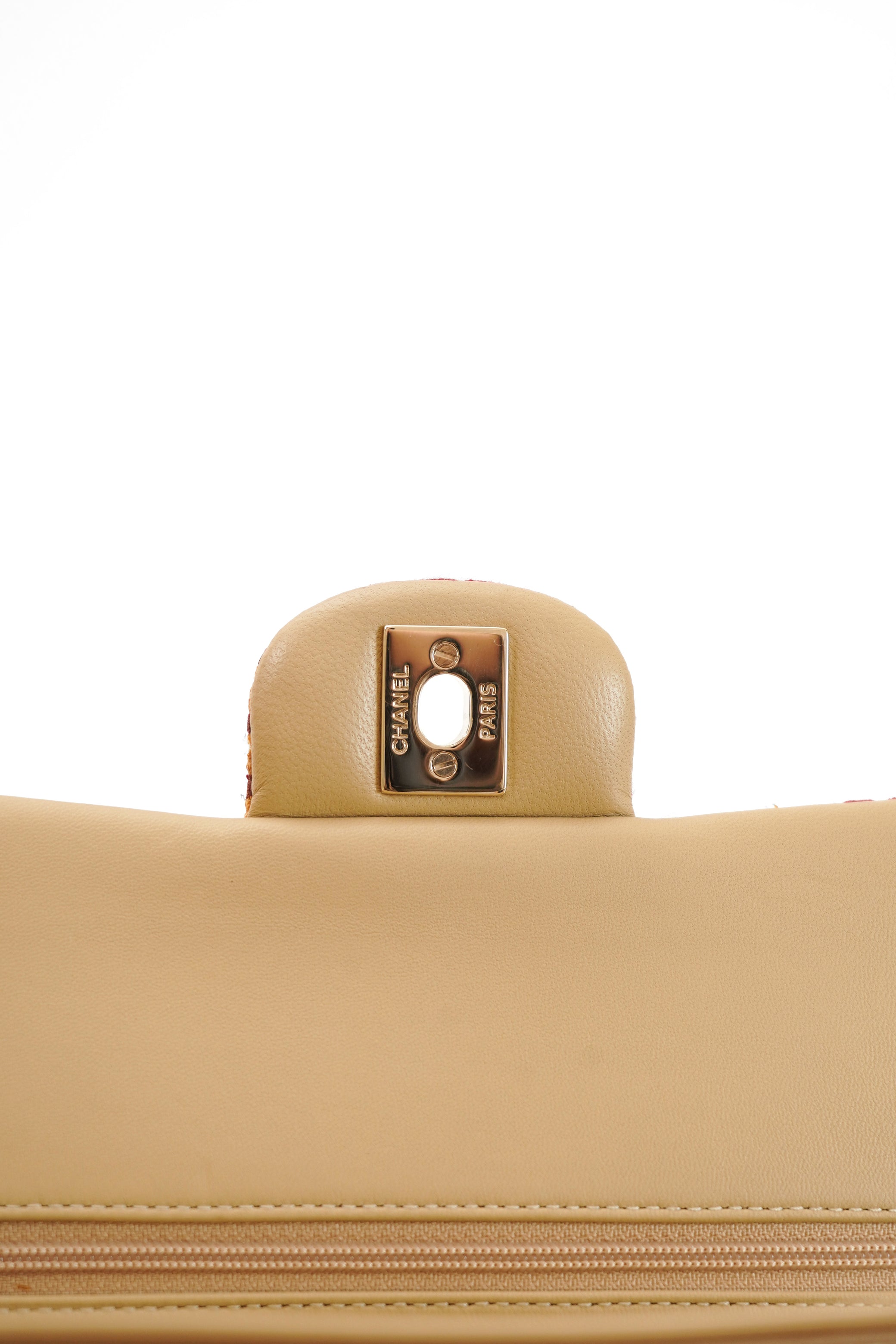 2014 Chanel Red/White Canvas Striped Coco Sailor Pearl Medium Classic Double Flap Bag