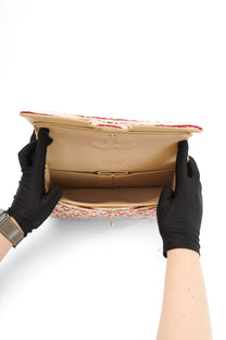 2014 Chanel Red/White Canvas Striped Coco Sailor Pearl Medium Classic Double Flap Bag